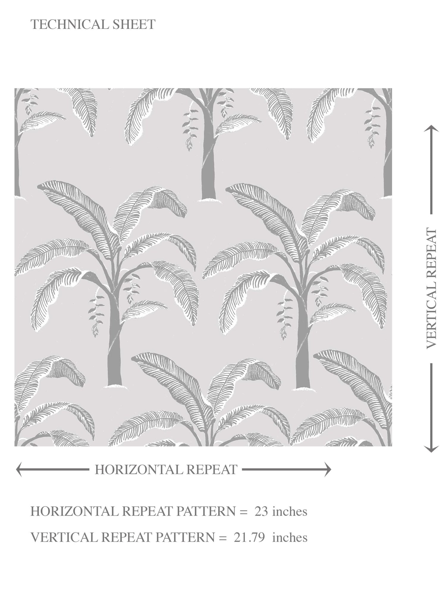 Floral/ Botanical Palm Trees Patterned Kids Room Wallpaper (Gray)