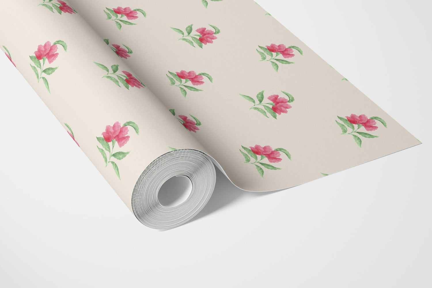 Vintage-Inspired Floral Block Print Kitchen Wallpaper (Pink/ Green/ Beige)