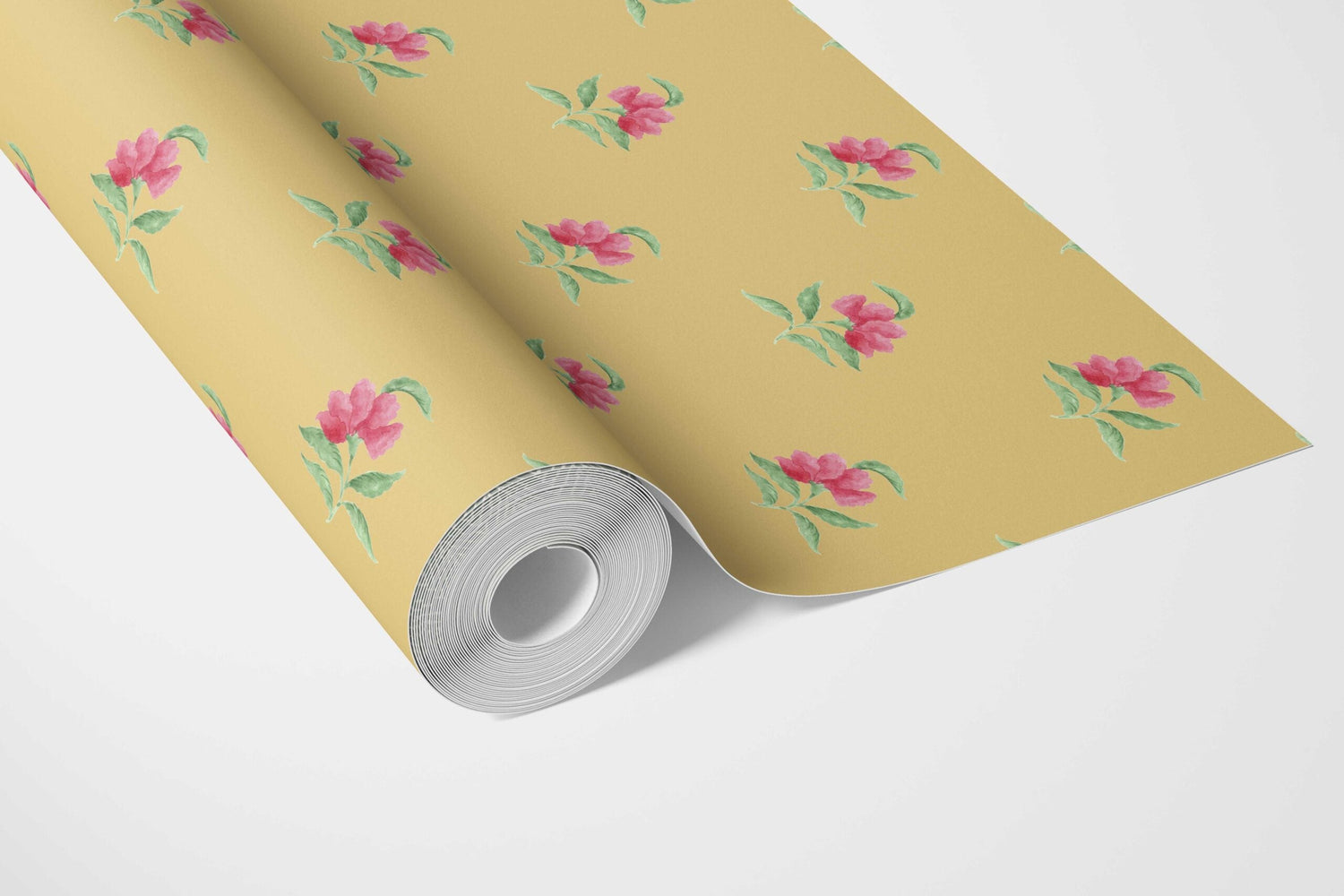 Vintage-Inspired Floral Block Print Kitchen Wallpaper (Yellow/ Pink/ Green)