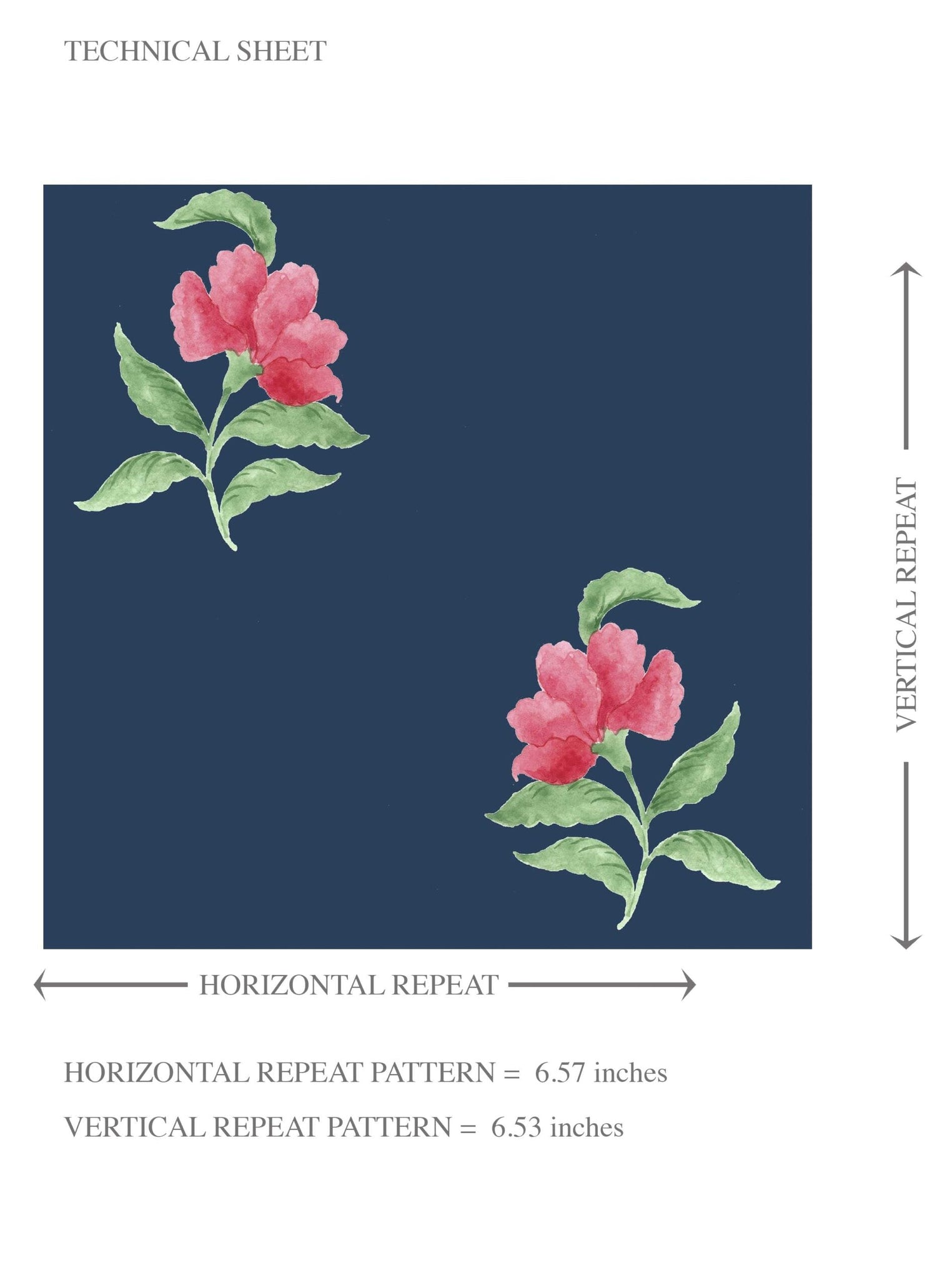 Vintage-Inspired Floral Block Print Kids Room Wallpaper (Navy Blue/ Pink/ Green)