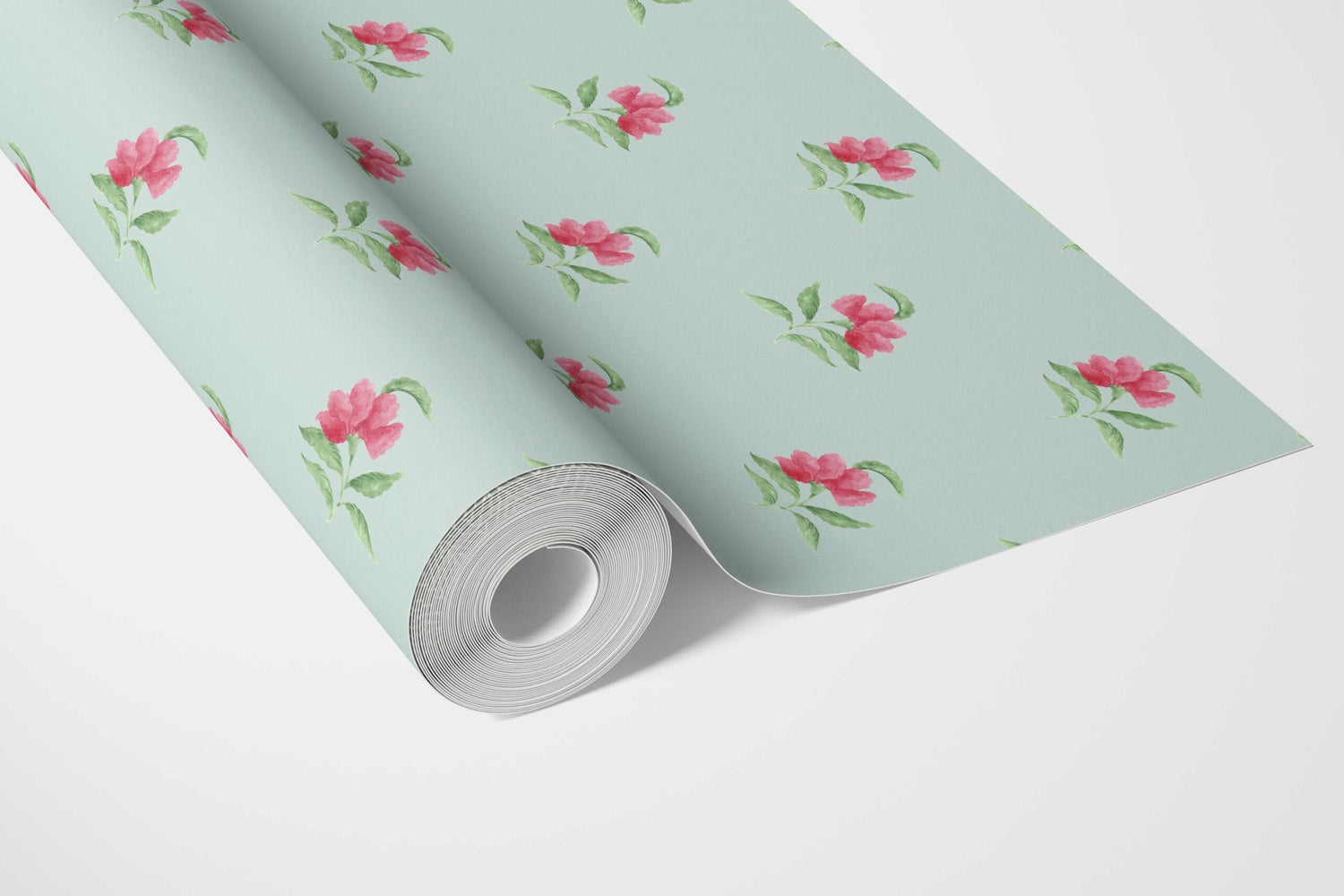 Vintage-Inspired Floral Block Print Kitchen Wallpaper (Blue/ Pink/ Green)