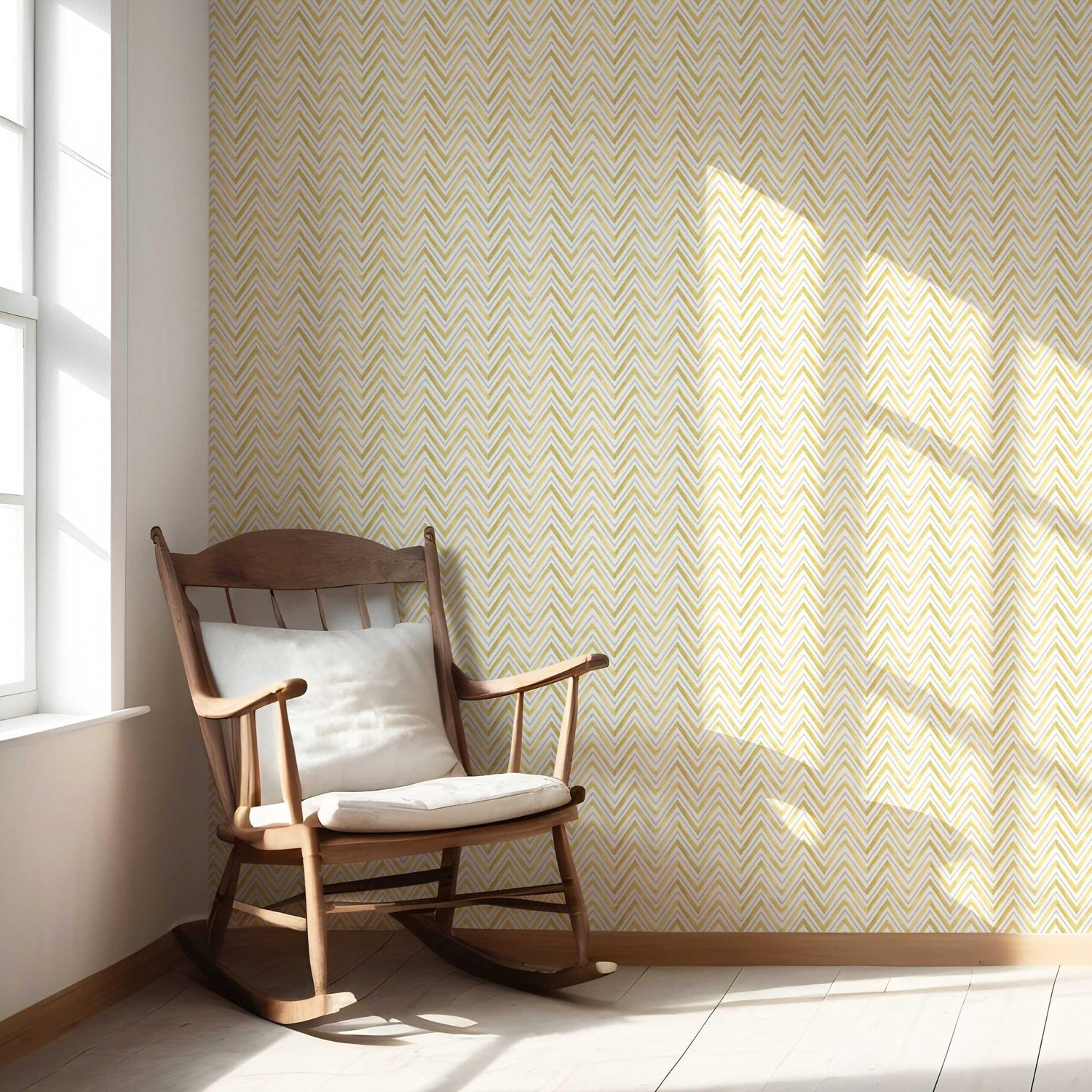 Geometric Zigzag/ Chevron Nursery Wallpaper (Yellow)