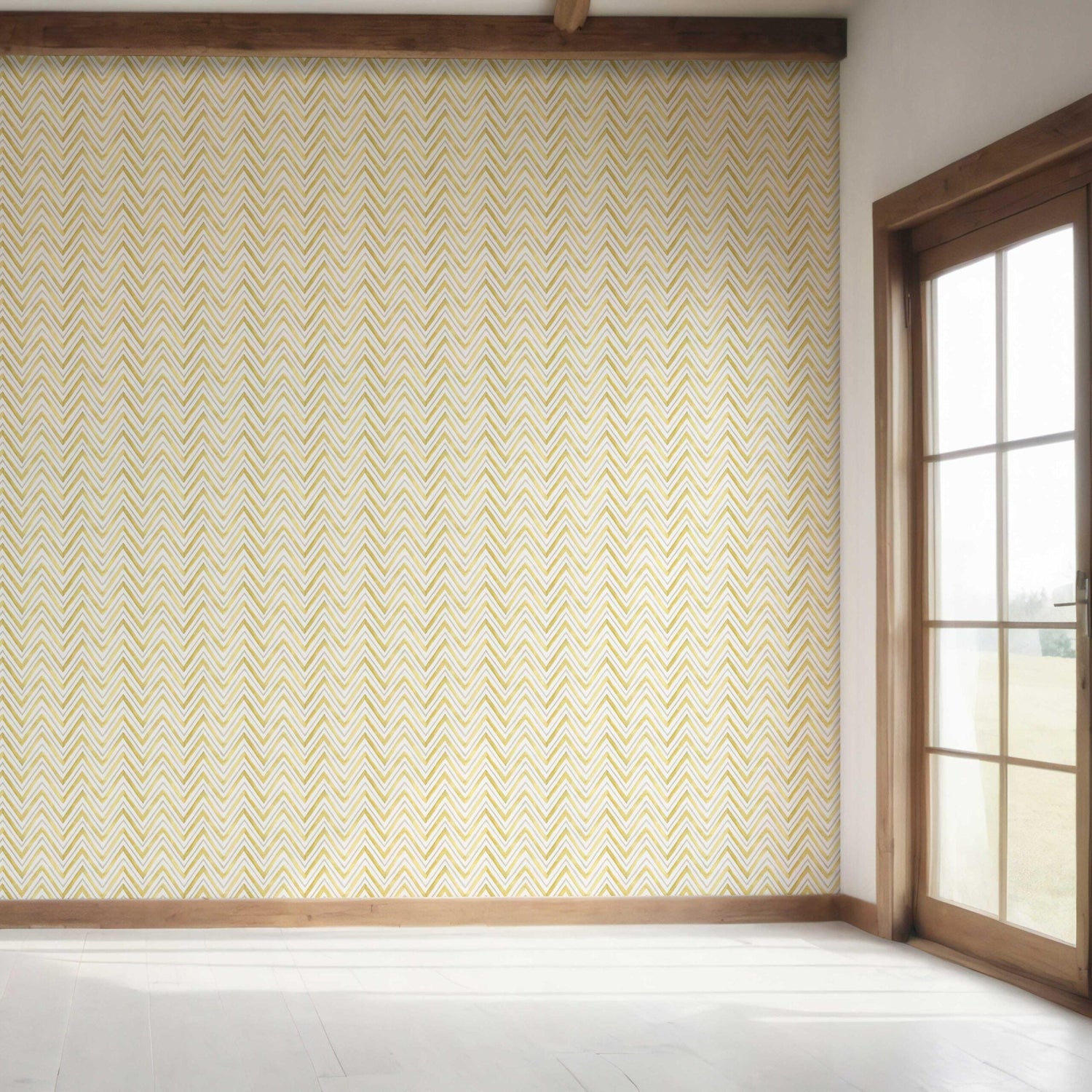 Geometric Zigzag/ Chevron Bedroom Wallpaper (Yellow)