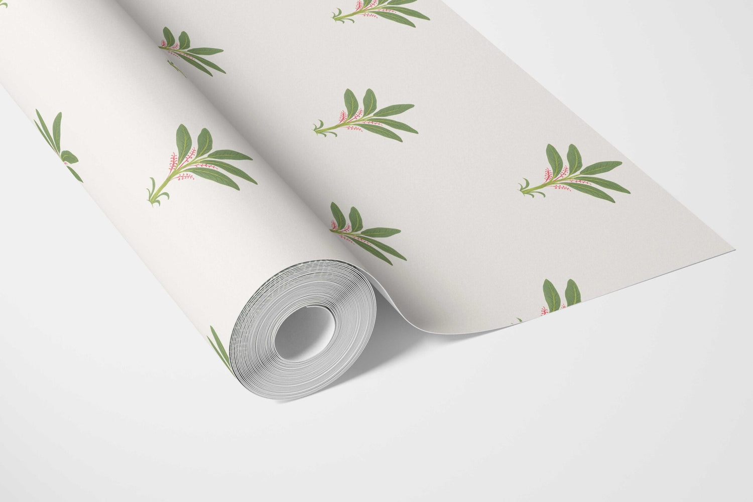 Vintage-Inspired Floral Block Print Bathroom Wallpaper (White/ Green/ Pink)