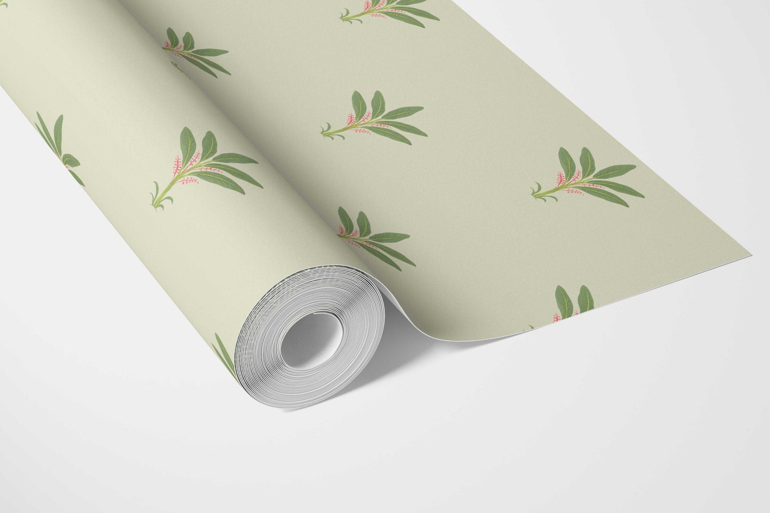 Vintage-Inspired Floral Block Print Bathroom Wallpaper (Olive Green)