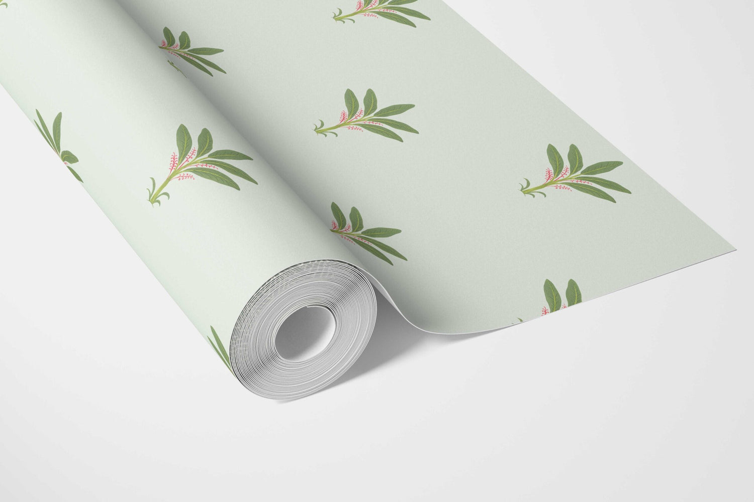Vintage-Inspired Floral Block Print Bathroom Wallpaper (Mint Green/ Pink)