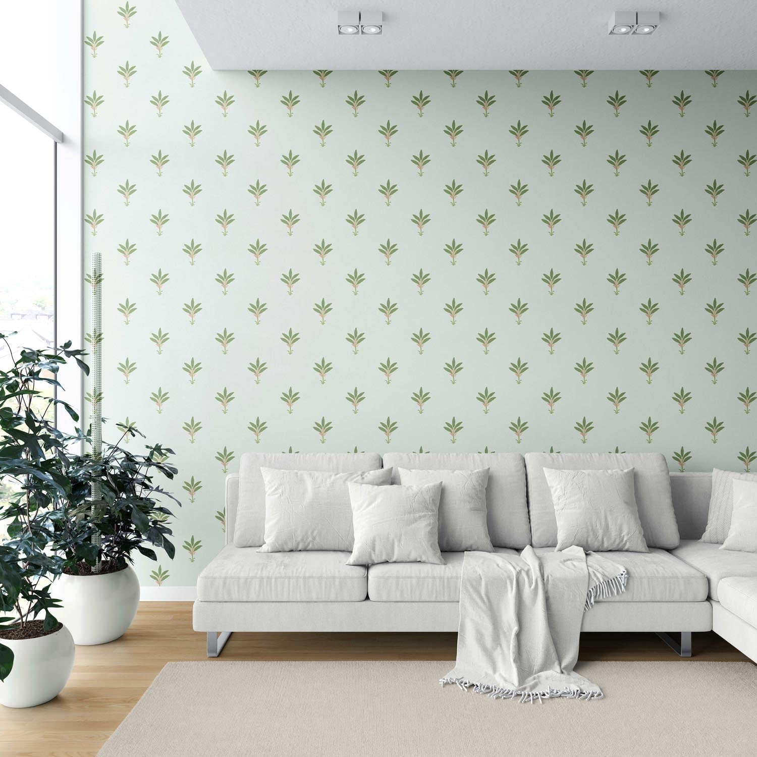 Vintage-Inspired Floral Block Print Shower Toilet Wallpaper (Mint Green/ Pink)