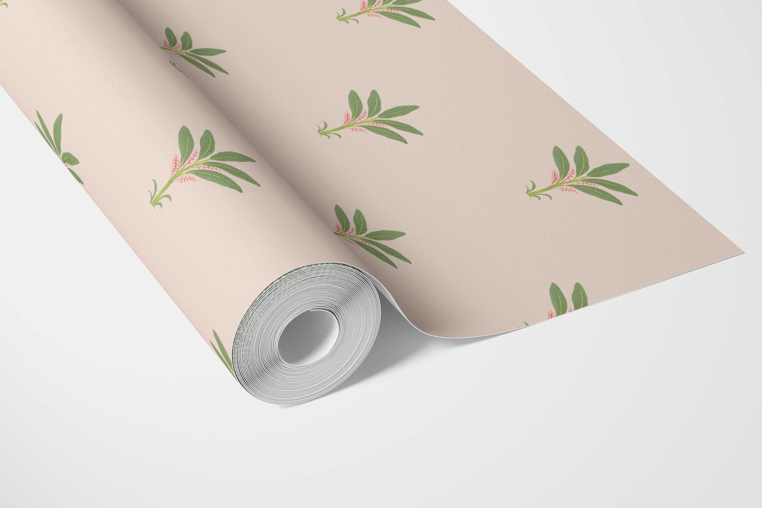 Vintage-Inspired Floral Block Print Bathroom Wallpaper (Pastel Pink/ Green)