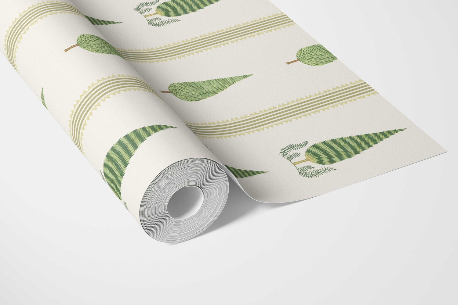 Modern Floral/ Botanical Leaf Print Bathroom Wallpaper (Green/ White)