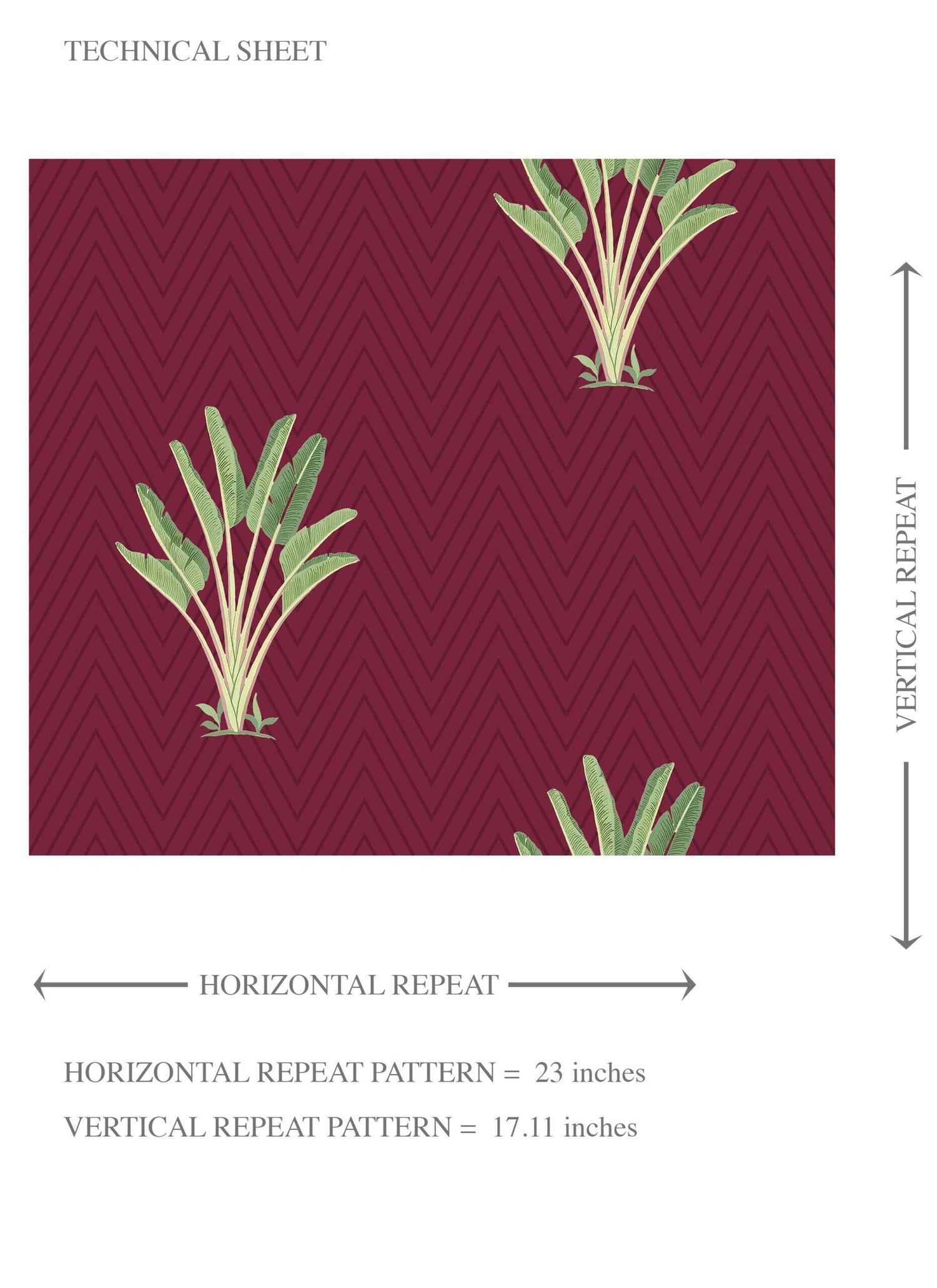 Botanical/ Floral Block Print Kids Room Wallpaper (Deep Red/ Green)