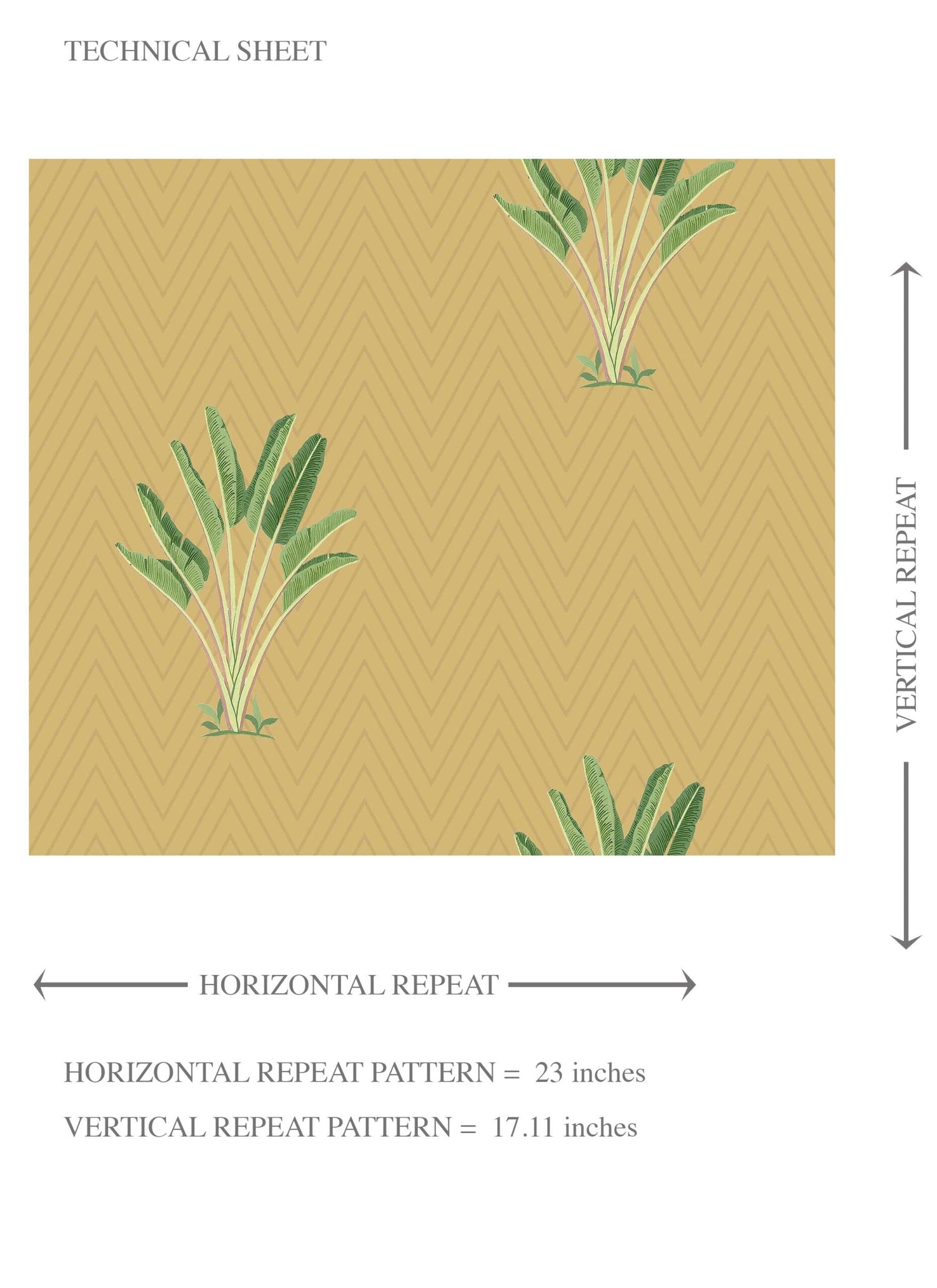 Botanical/ Floral Block Print Kids Room Wallpaper (Mustard Yellow/ Green)