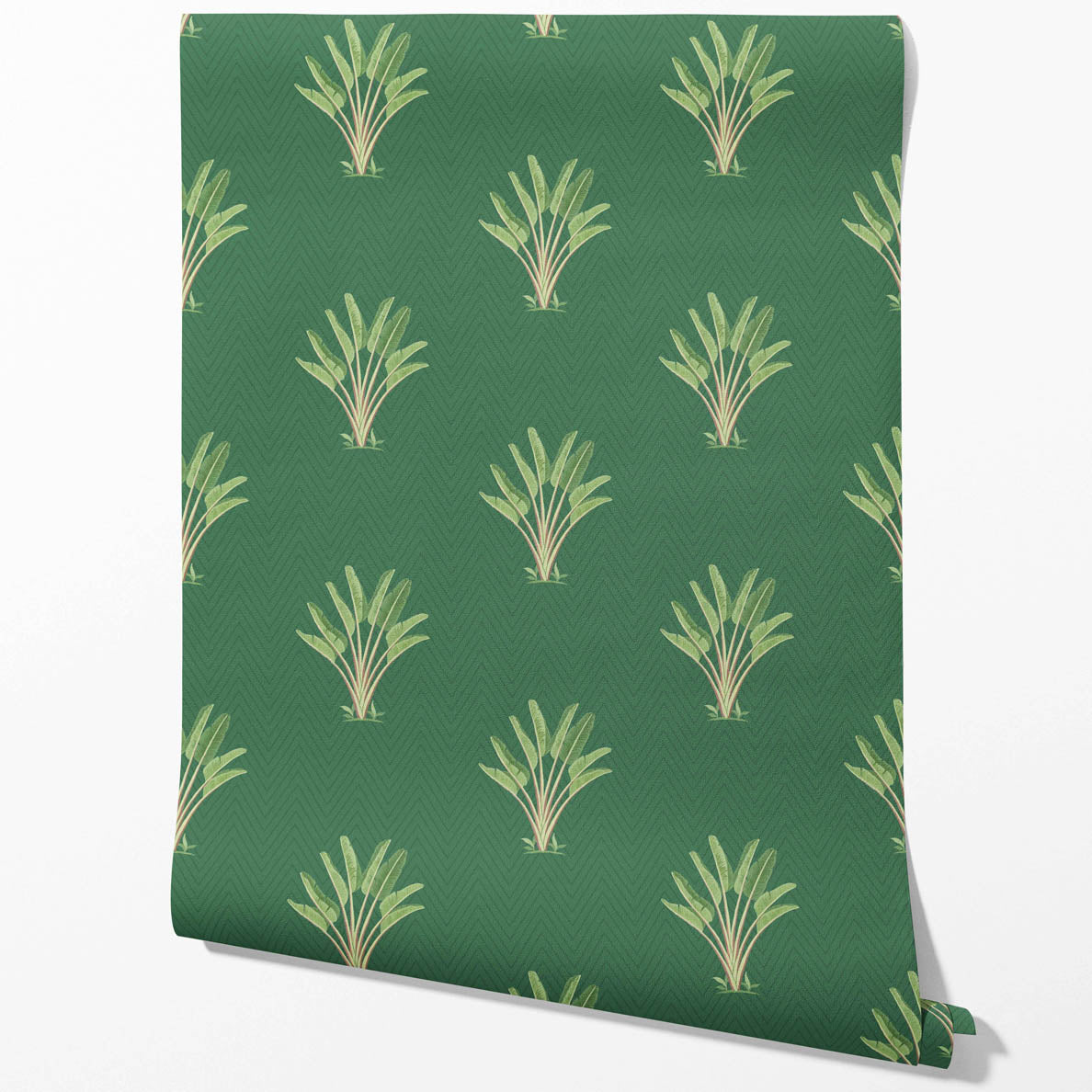 Botanical/ Floral Block Print Kitchen Wallpaper (Green)