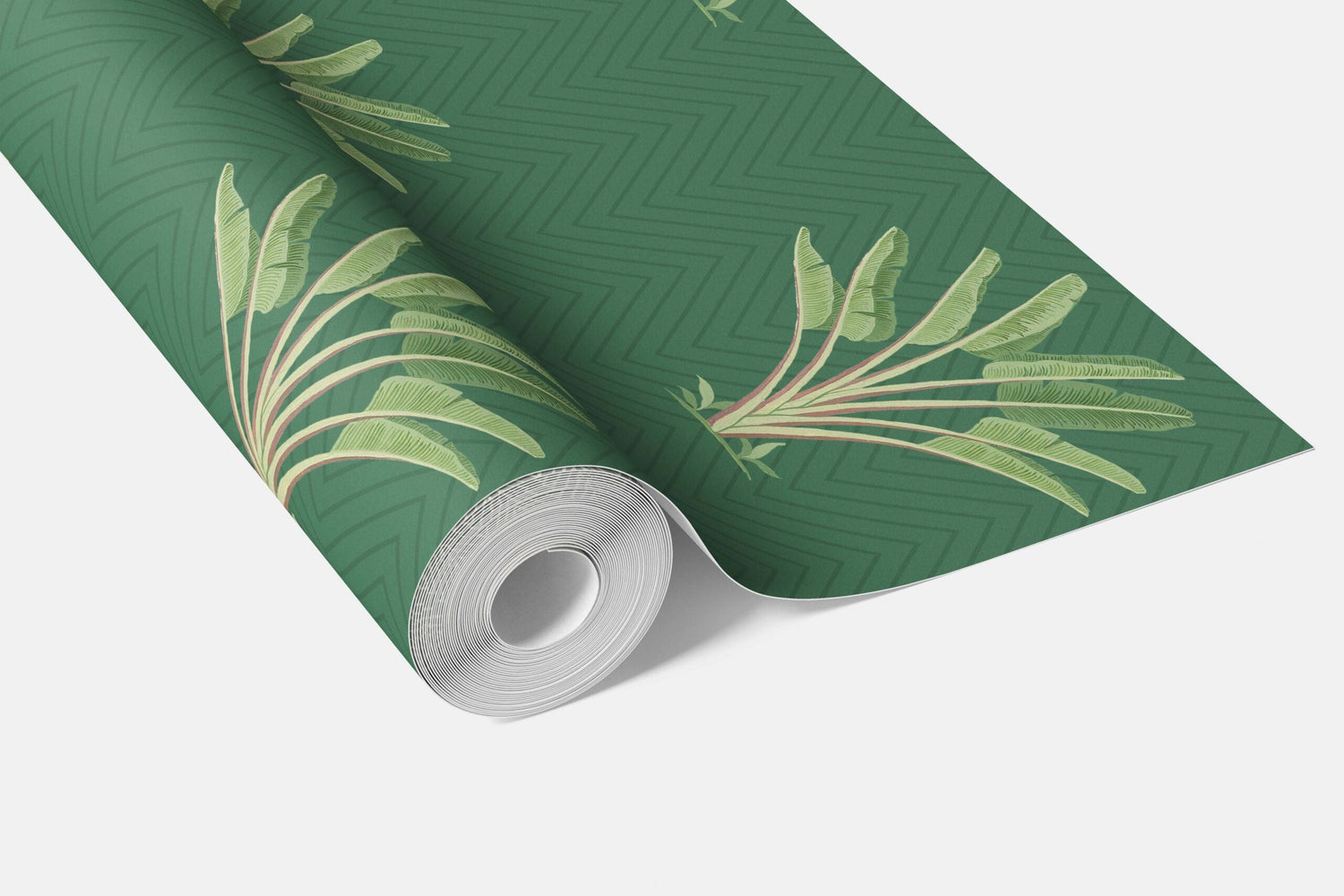 Botanical/ Floral Block Print Bathroom Wallpaper (Green)