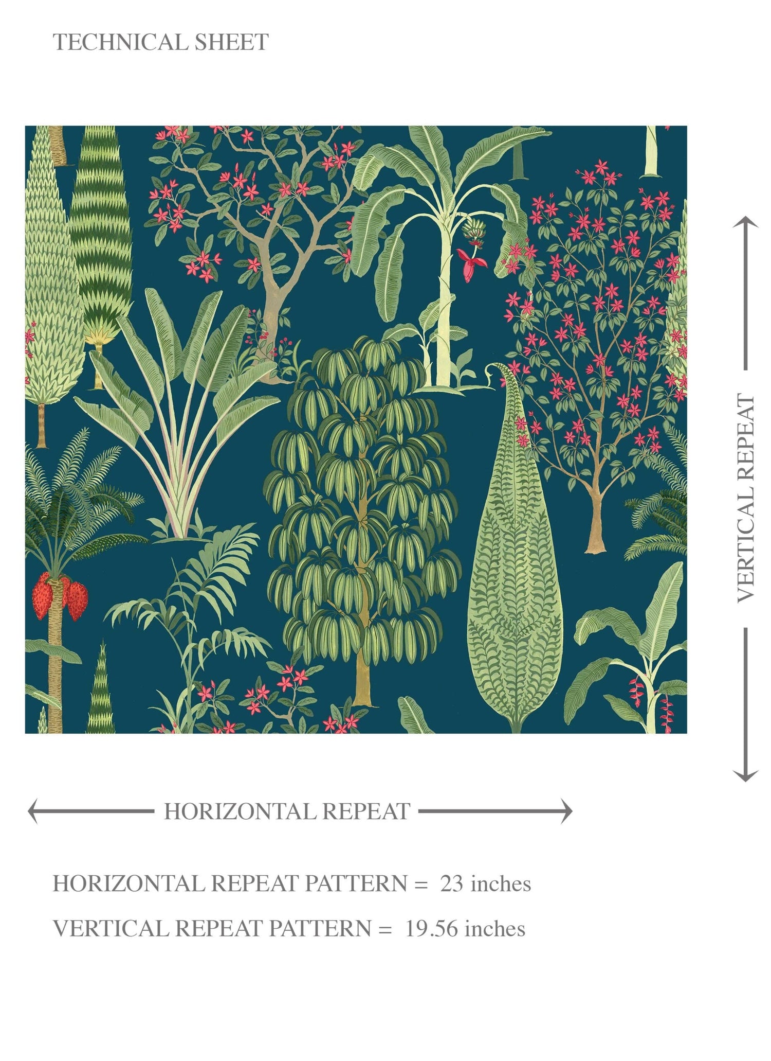 Tropical Floral/ Botanical Kids Room Wallpaper (Teal Blue/ Green/ Pink)