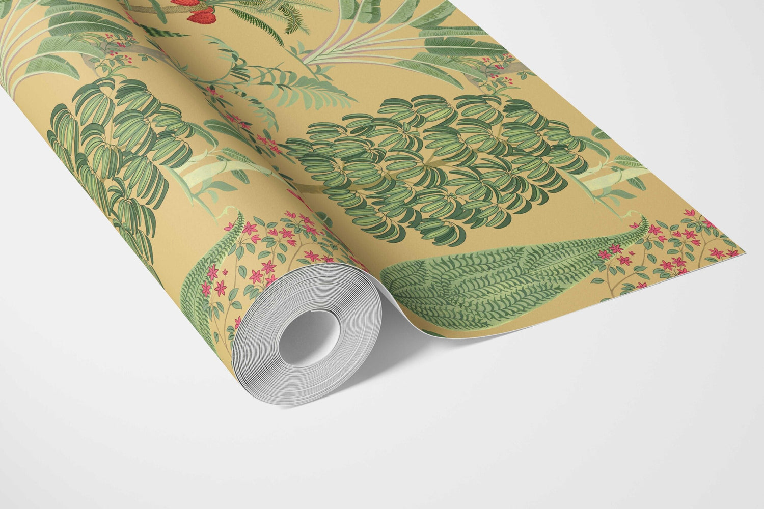 Tropical Floral/ Botanical Bathroom Wallpaper (Yellow/ Green/ Pink/ Red)