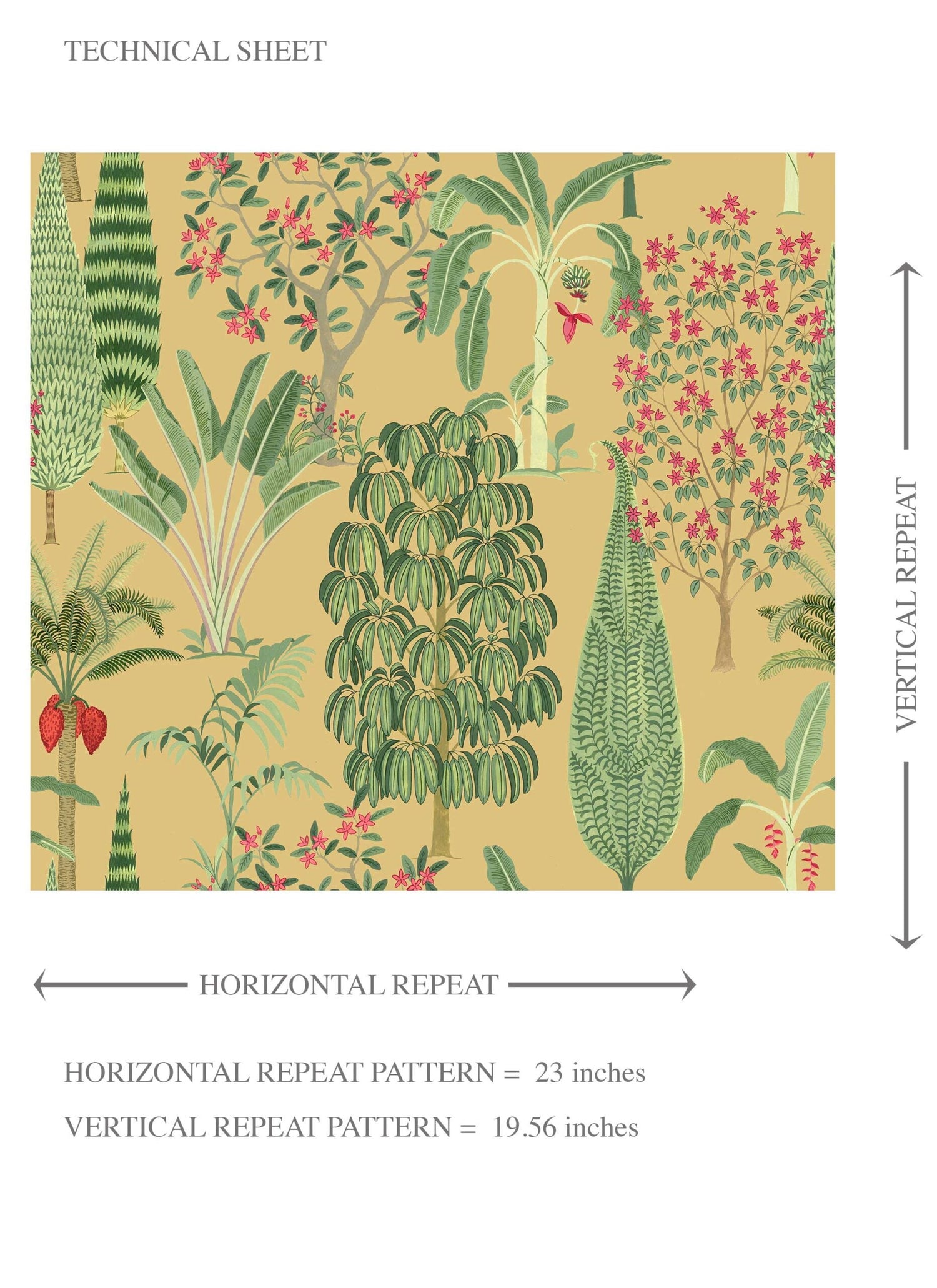 Tropical Floral/ Botanical Kids Room Wallpaper (Yellow/ Green/ Pink/ Red)