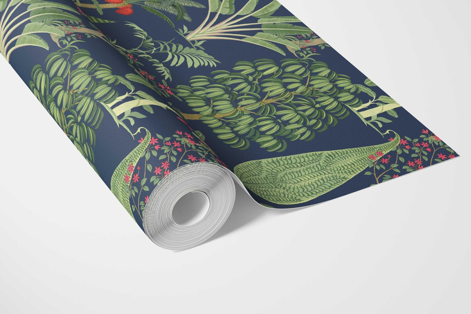 Tropical Floral/ Botanical Bathroom Wallpaper (Navy Blue/ Green/ Pink/ Red)