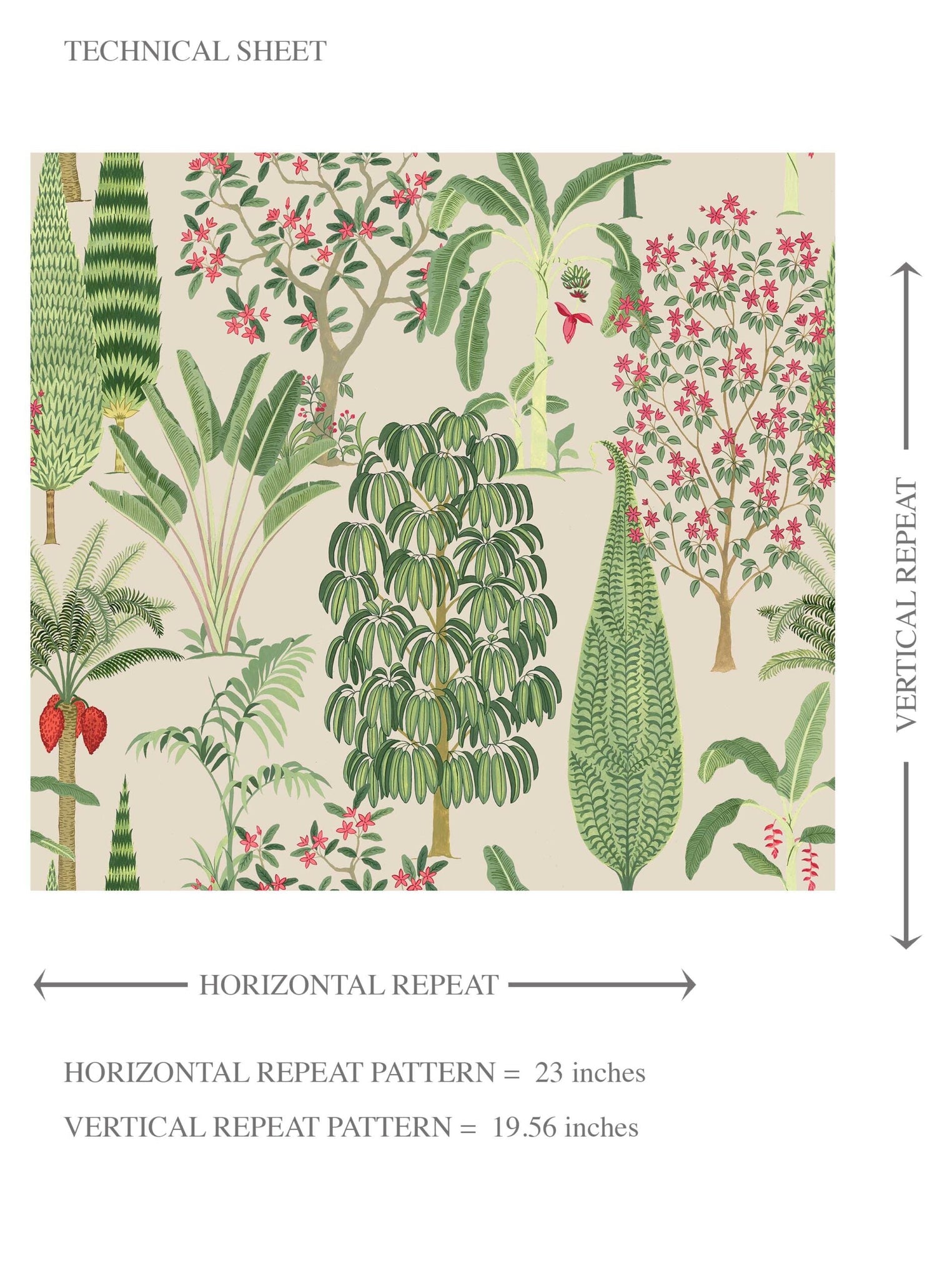 Tropical Floral/ Botanical Kids Room Wallpaper (Beige/ Green/ Pink/ Red)