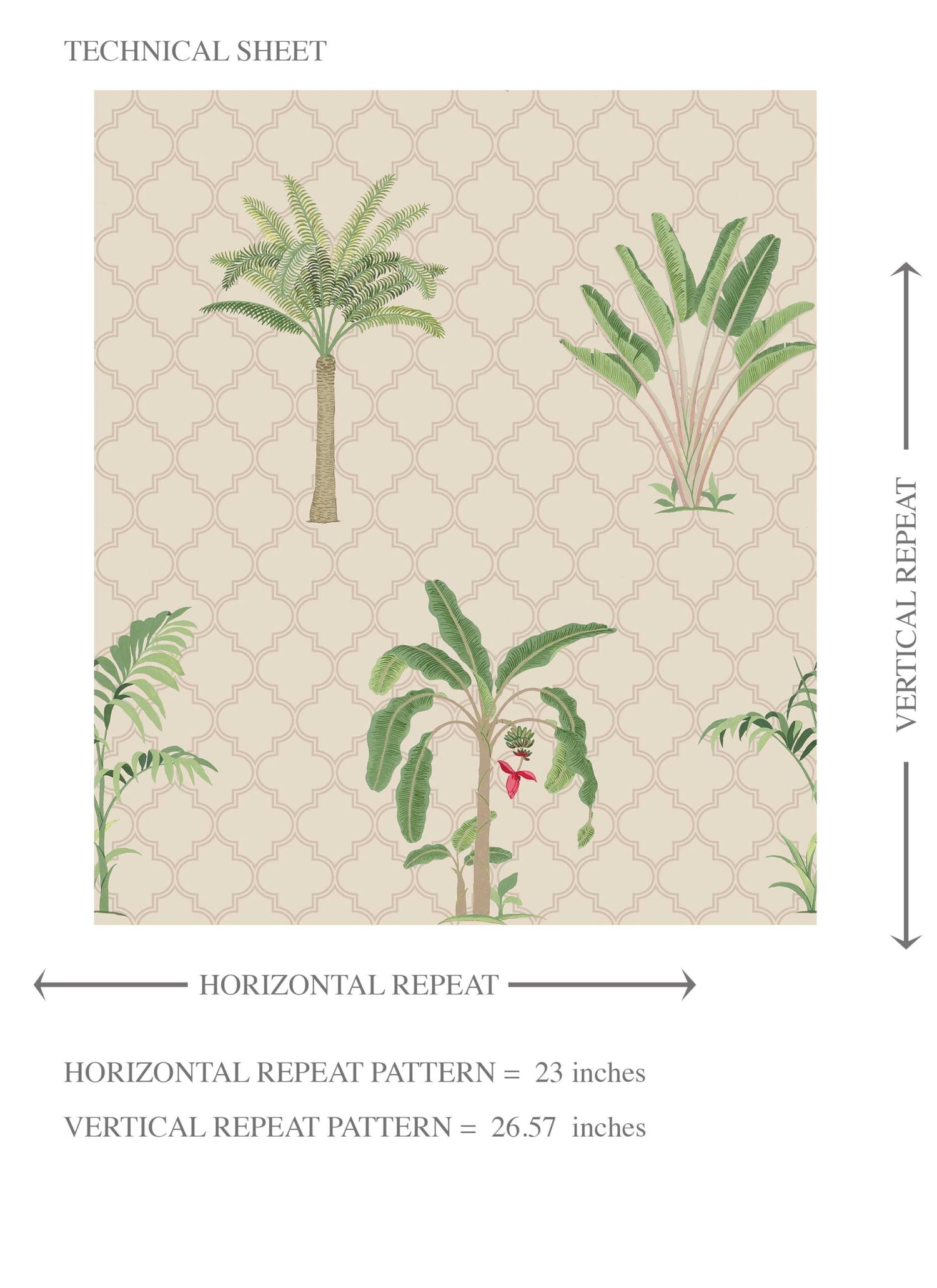Botanical/ Floral Block Print Kids Room Wallpaper (Beige/ Green/ Red/ Soft Taupe)