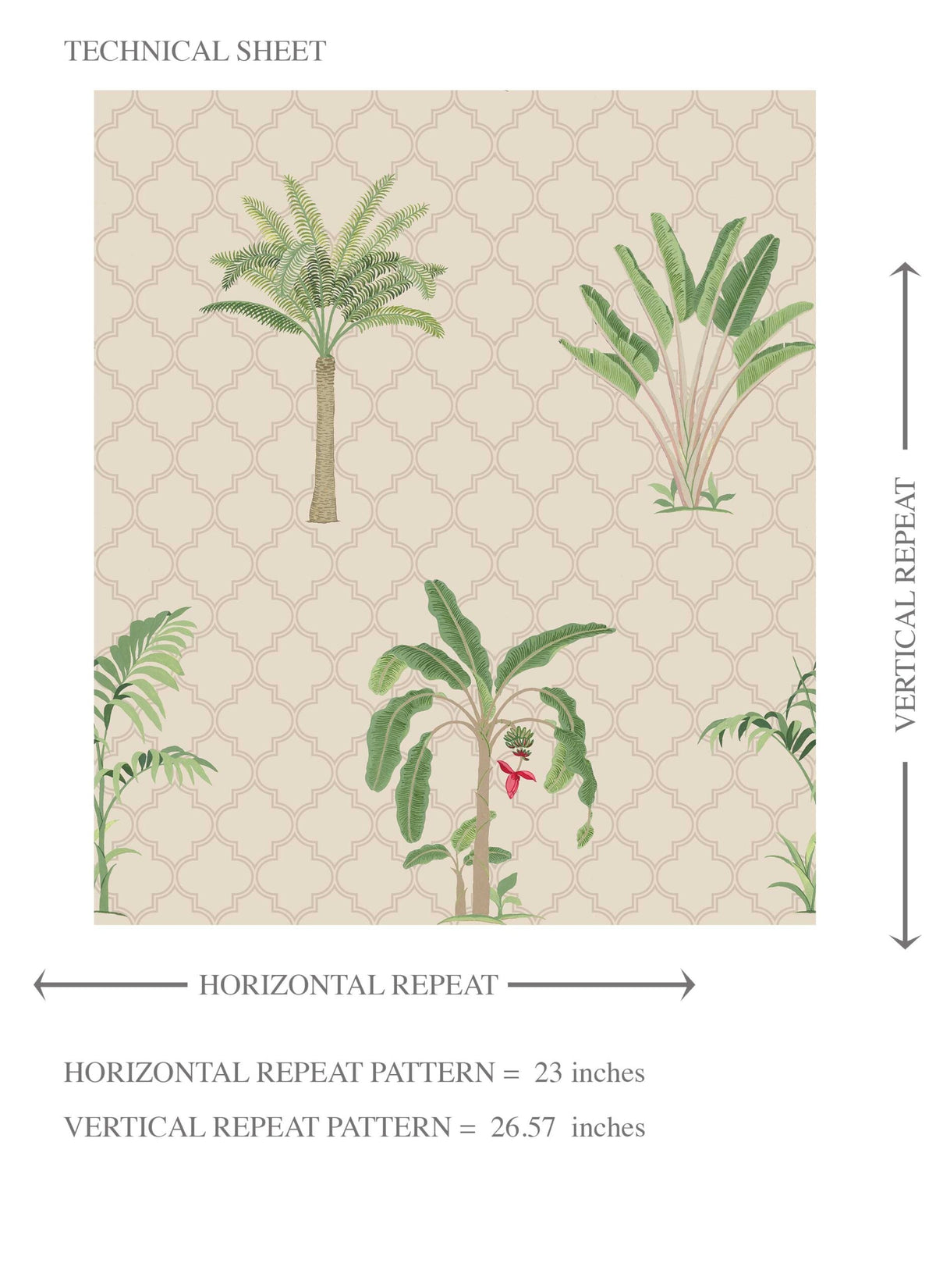 Botanical/ Floral Block Print Kids Room Wallpaper (Beige/ Green/ Red/ Soft Taupe)