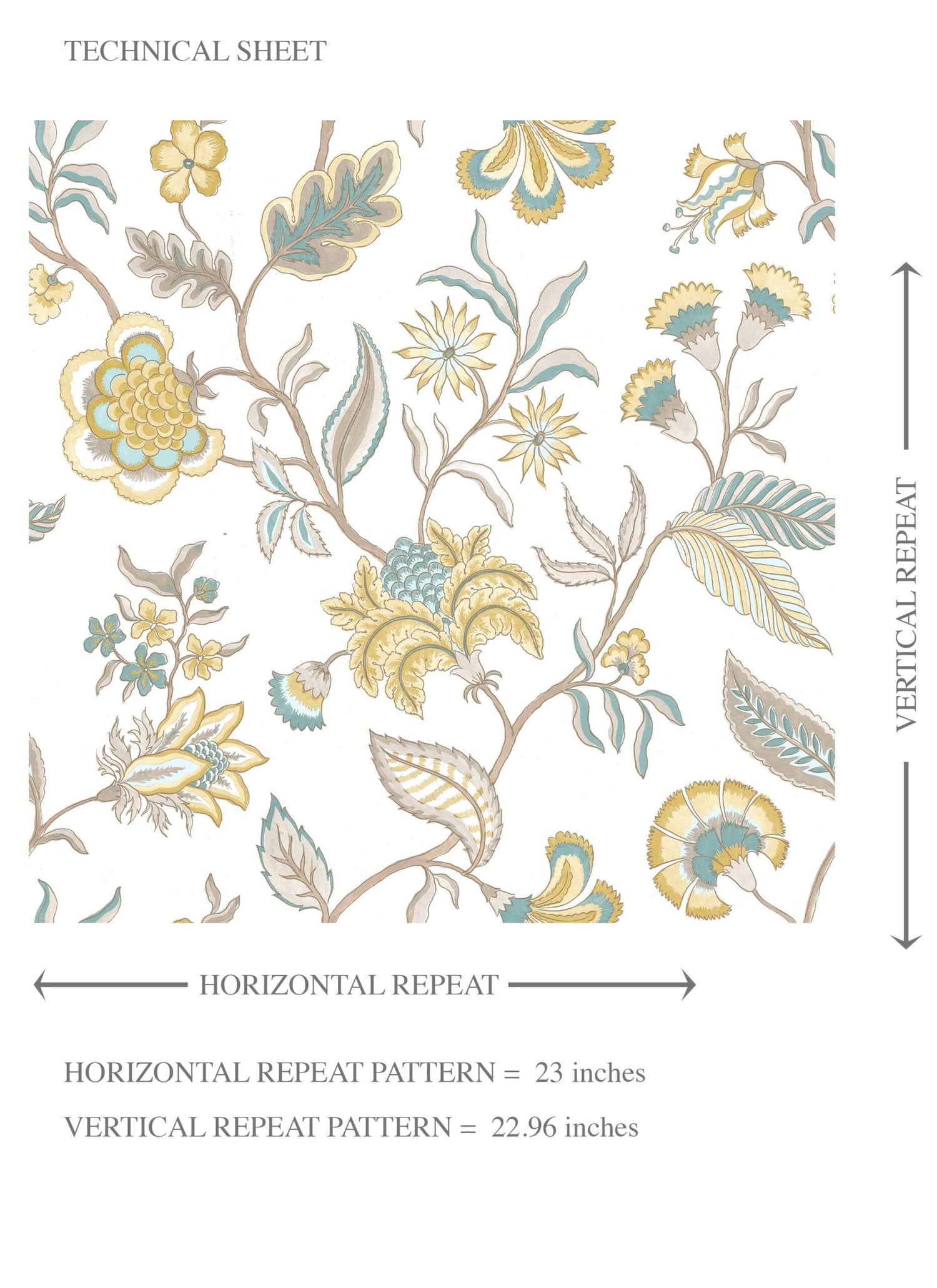 Botanical/ Floral Chinoiserie Kids Room Wallpaper (Yellow/ Blue/ Beige)
