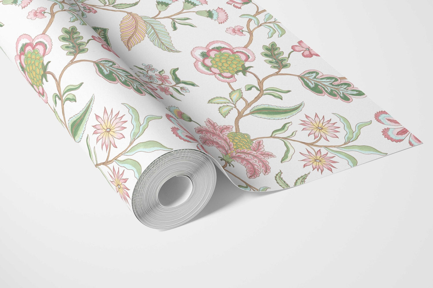 Botanical/ Floral Chinoiserie Bathroom Wallpaper (Pink/ Green/ Blue)