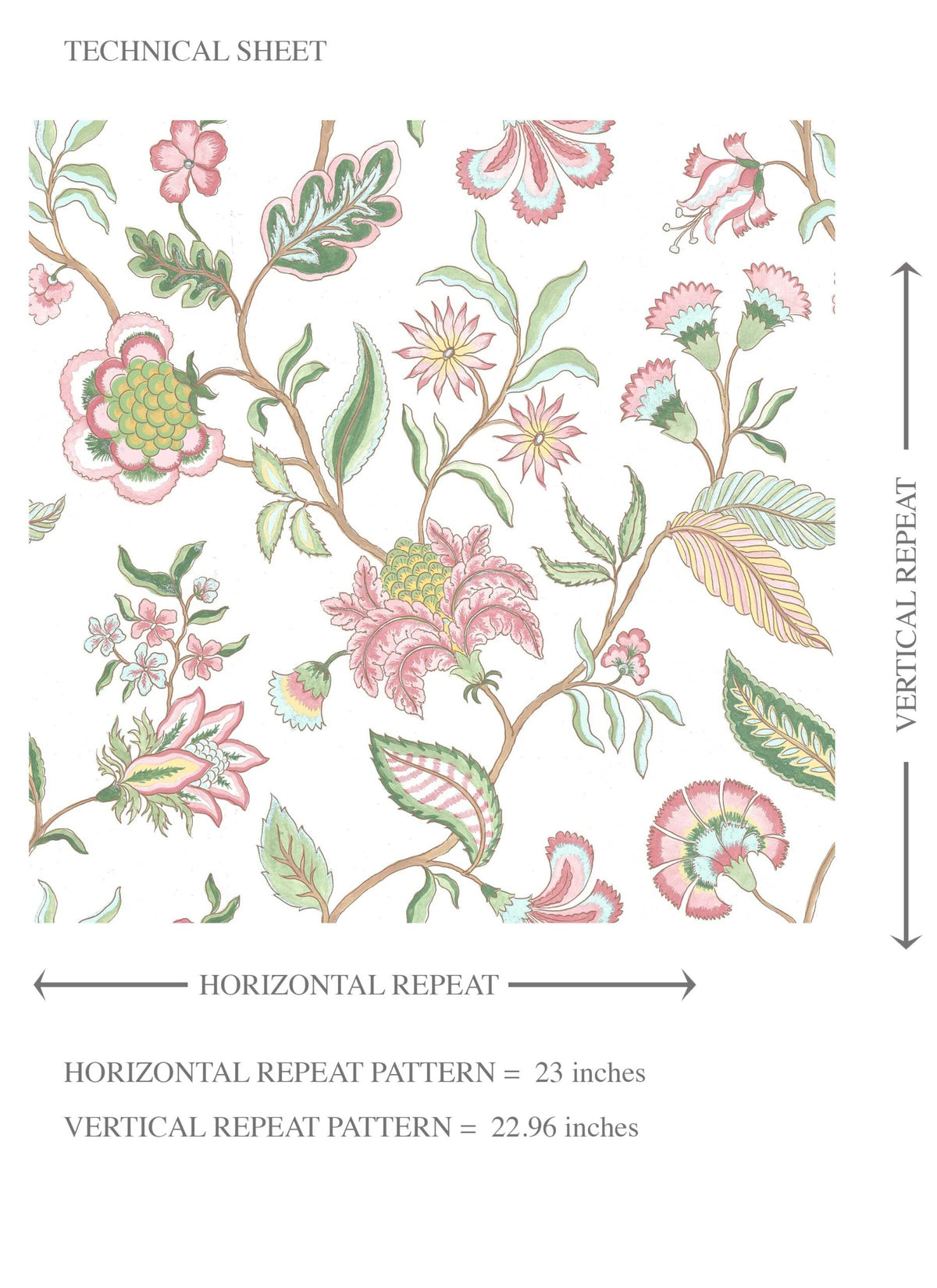Botanical/ Floral Chinoiserie Kids Room Wallpaper (Pink/ Green/ Blue)