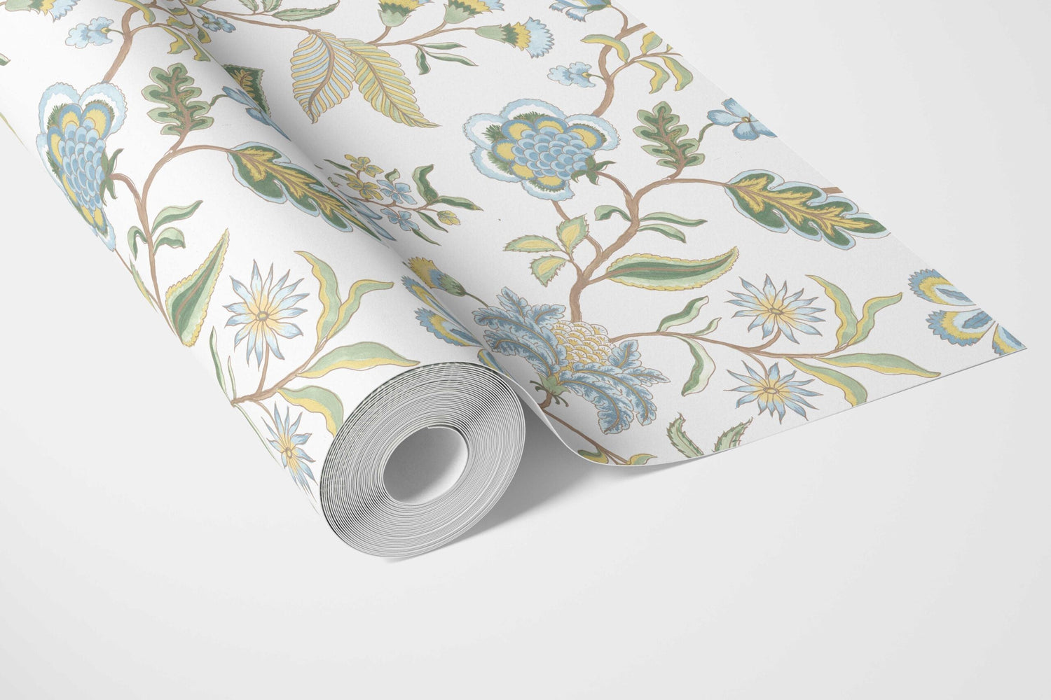 Botanical/ Floral Chinoiserie Bathroom Wallpaper (Blue/ Green/ Yellow)