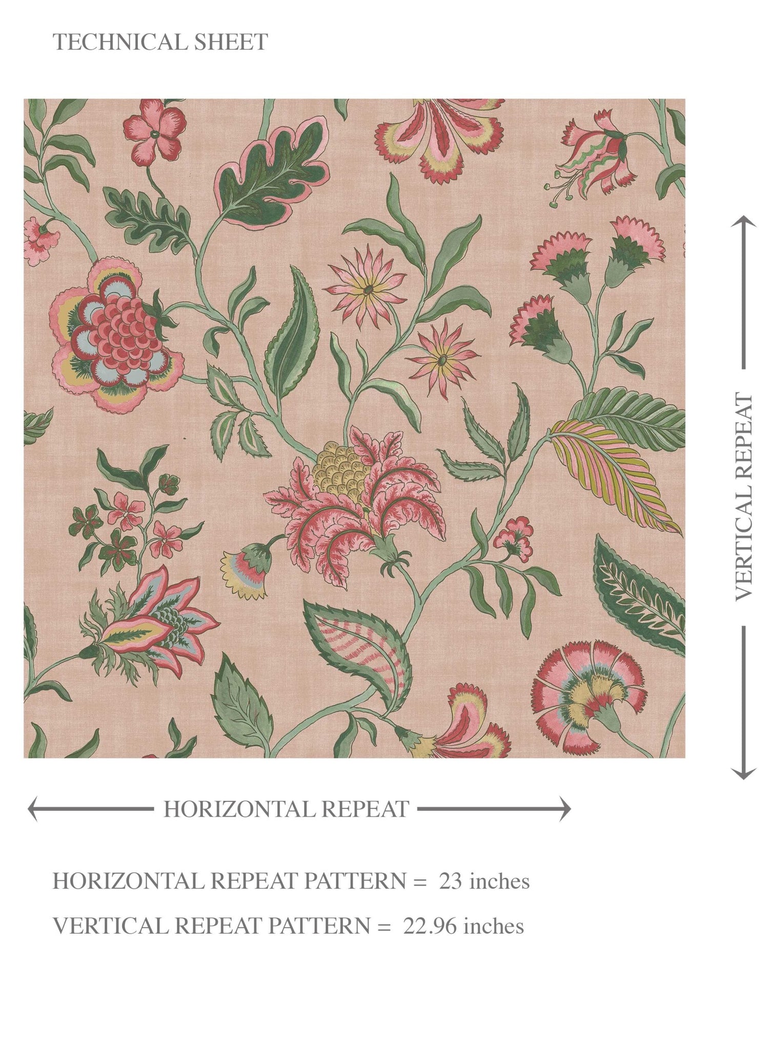 Botanical/ Floral Chinoiserie Kids Room Wallpaper (Blush Pink/ Green/ Red/ Blue)