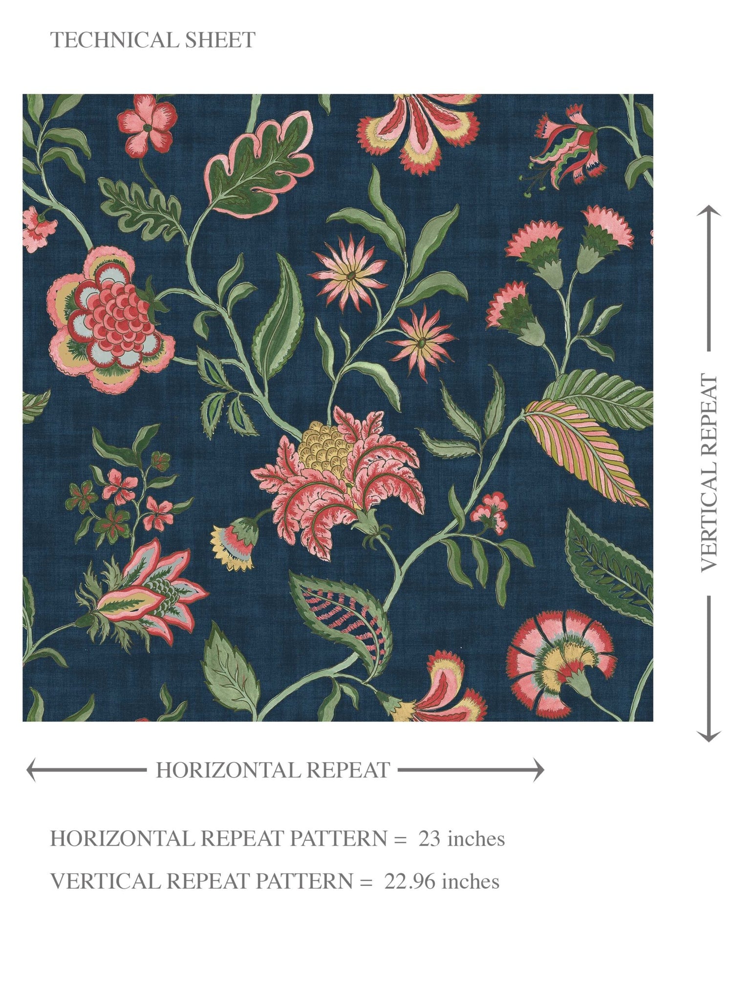 Botanical/ Floral Chinoiserie Kids Room Wallpaper (Navy Blue/ Pink/ Green/ Red)