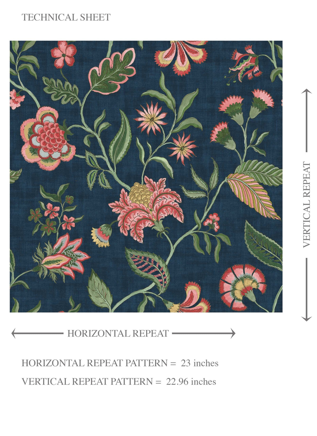 Botanical/ Floral Chinoiserie Kids Room Wallpaper (Navy Blue/ Pink/ Green/ Red)