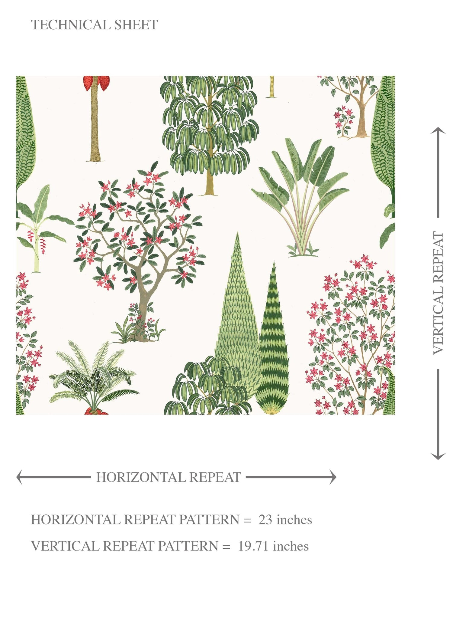 Bohemian Botanical Floral Block Print Kids Room Wallpaper (Green/ Pink/ Red/ White)