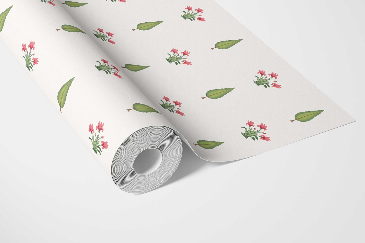 Botanical Floral Block Print Bathroom Wallpaper (Pink/ Green)