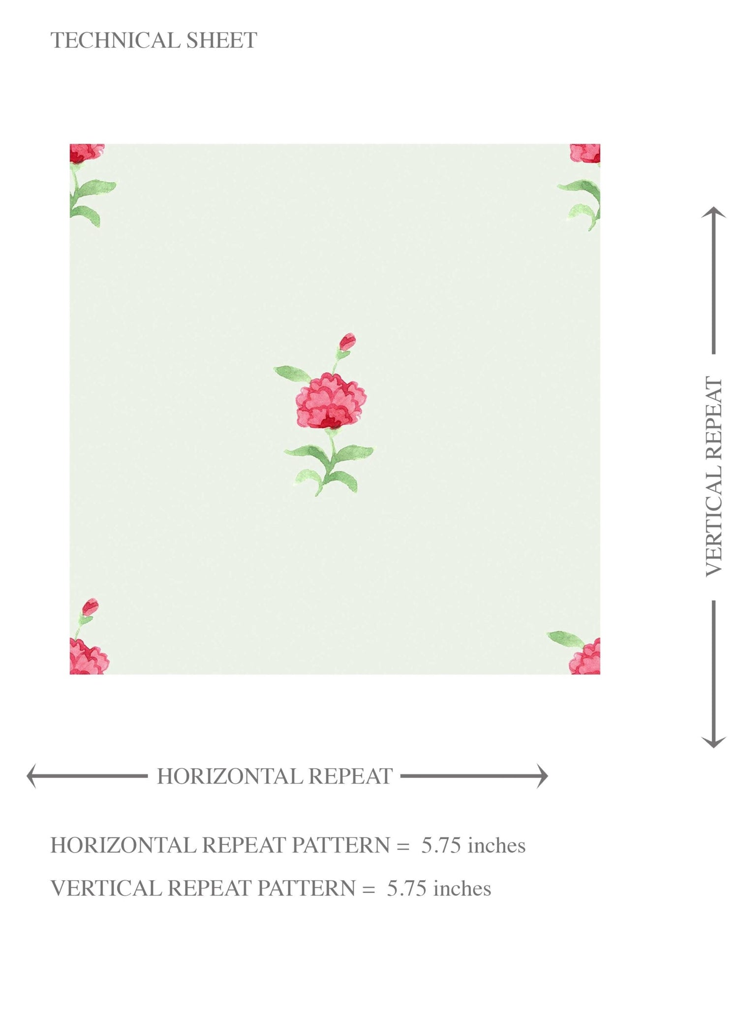 Vintage-Inspired Floral Block Print Kids Room Wallpaper (Mint Green/ Pink)