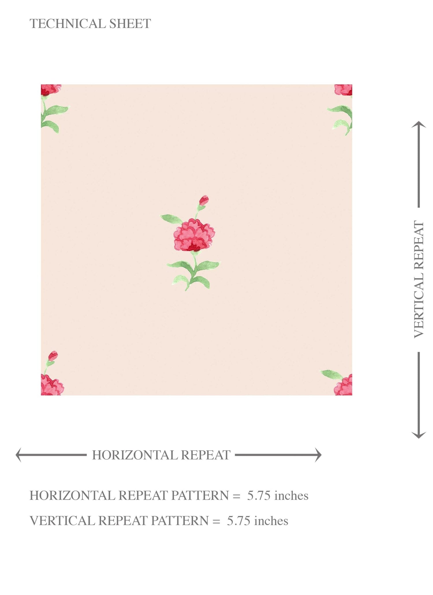 Vintage-Inspired Floral Block Print Kids Room Wallpaper (Pink/ Green)