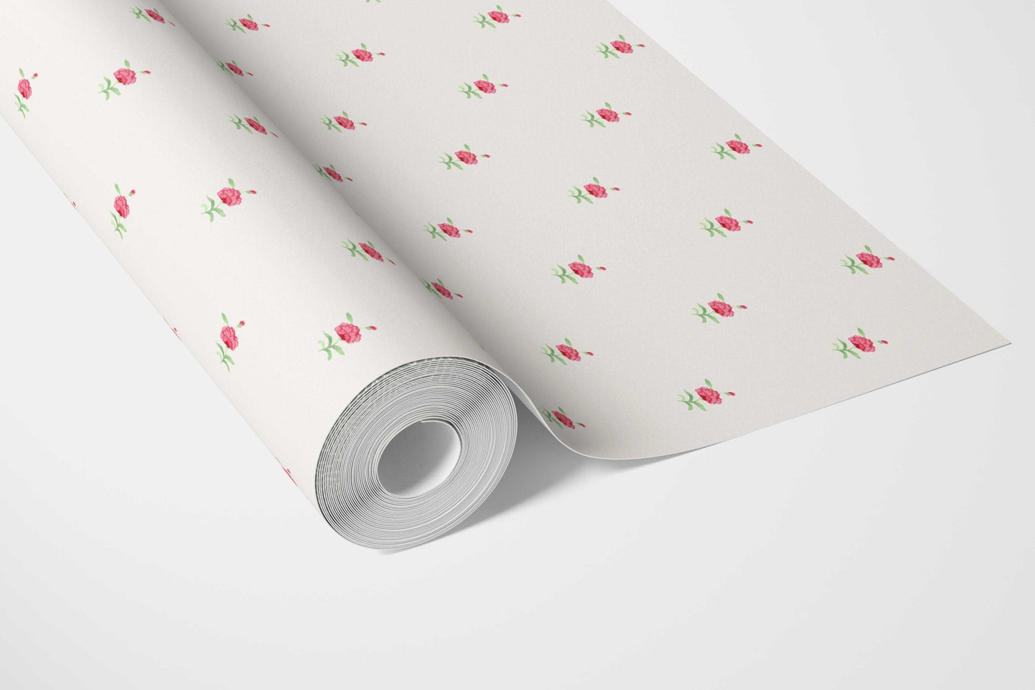 Vintage-Inspired Floral Block Print Kitchen Wallpaper (White/ Pink/ Green)