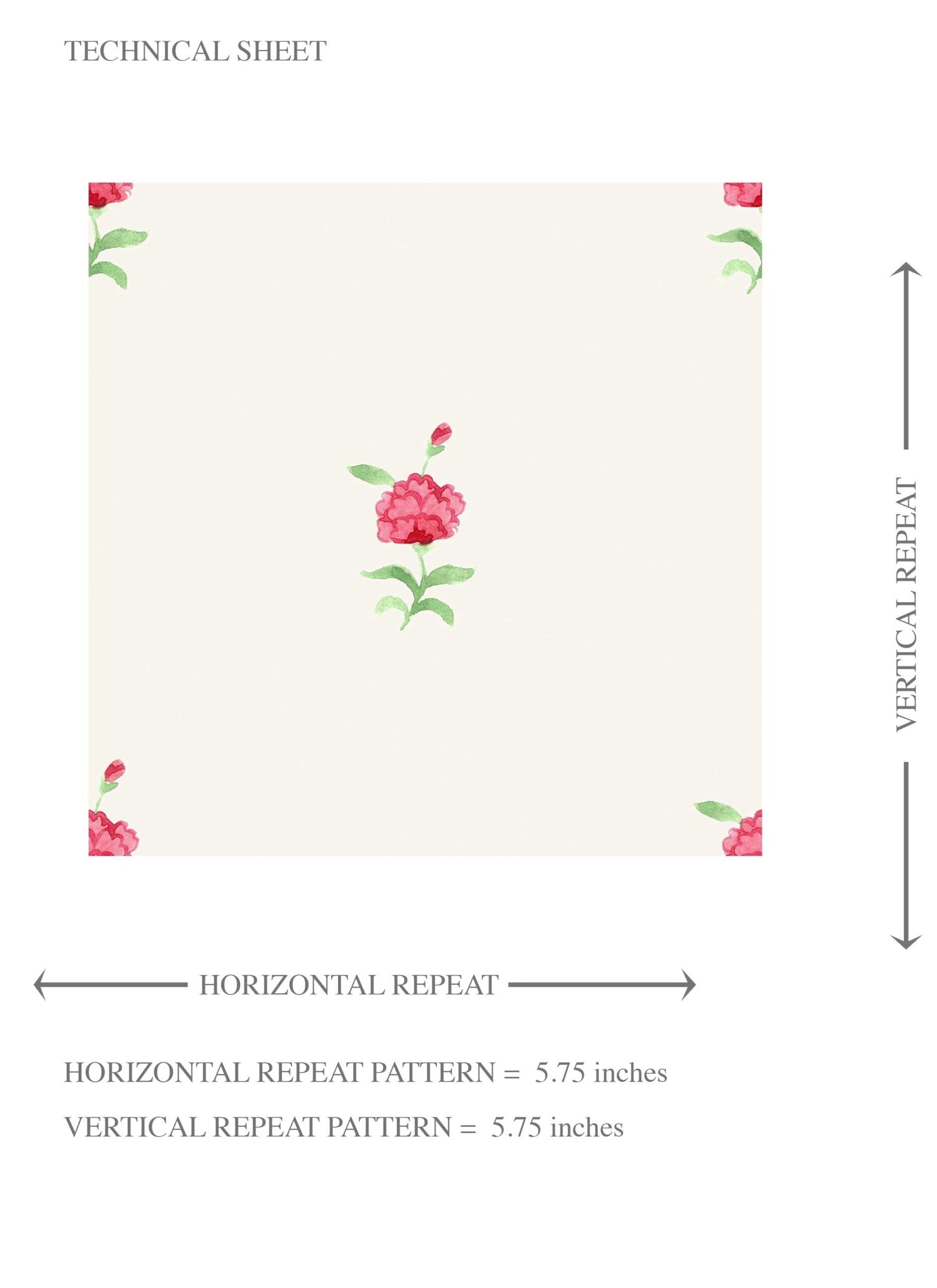 Vintage-Inspired Floral Block Print Kids Room Wallpaper (White/ Pink/ Green)