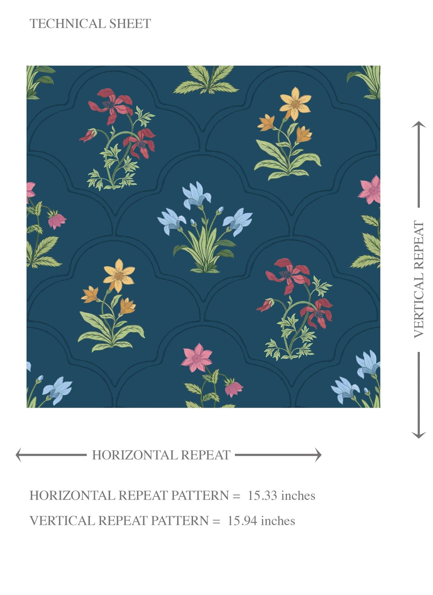 Vintage-Inspired Floral Block Print Kids Room Wallpaper (Teal Blue/ Red/ Pink/ Yellow/ Green)