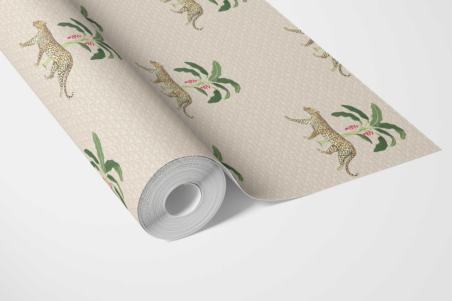 Leopard Animal Print Bathroom Wallpaper (Beige/ Tan/ Green/ Red)