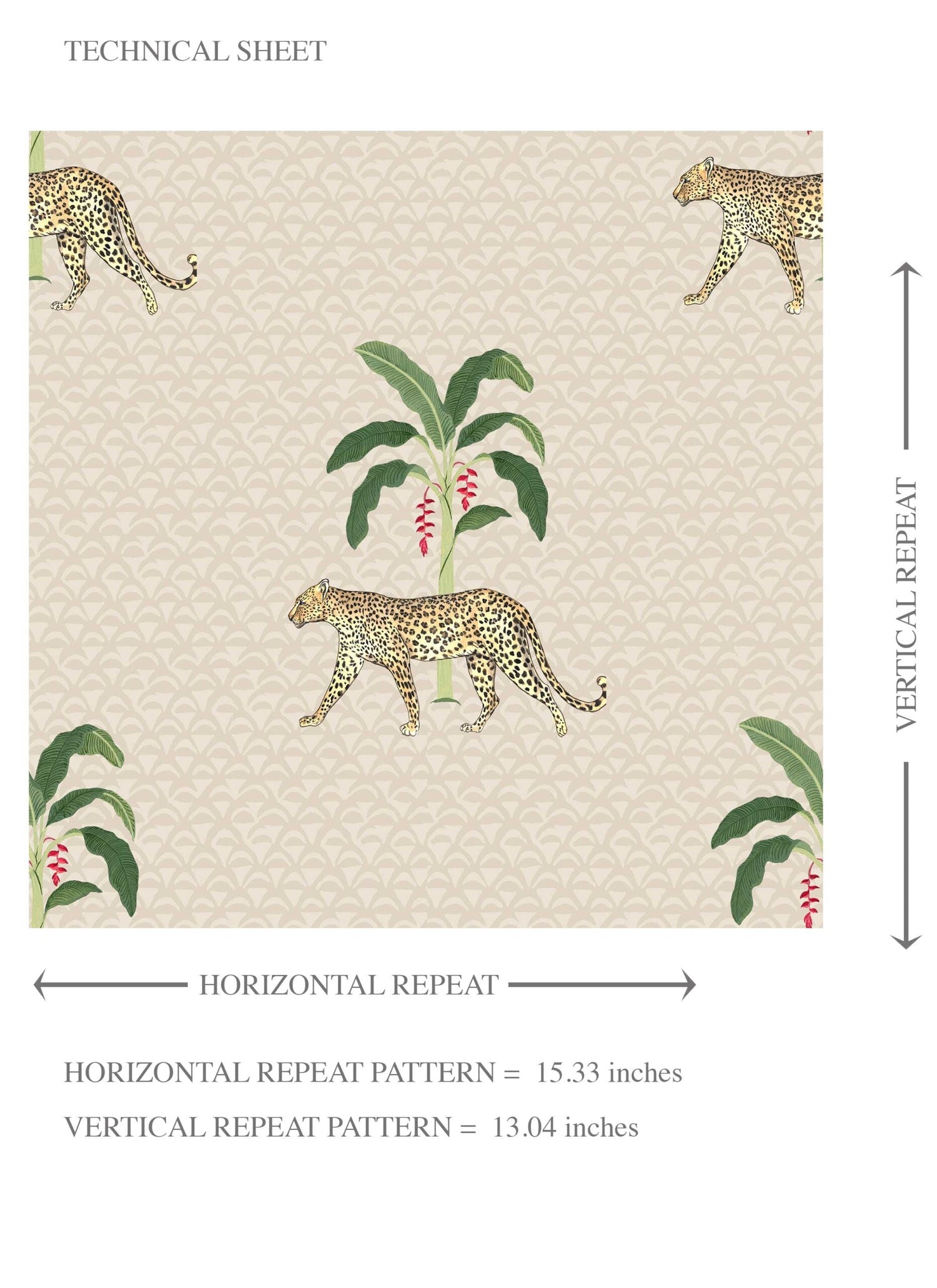 Leopard Animal Print Kids Room Wallpaper (Beige/ Tan/ Green/ Red)
