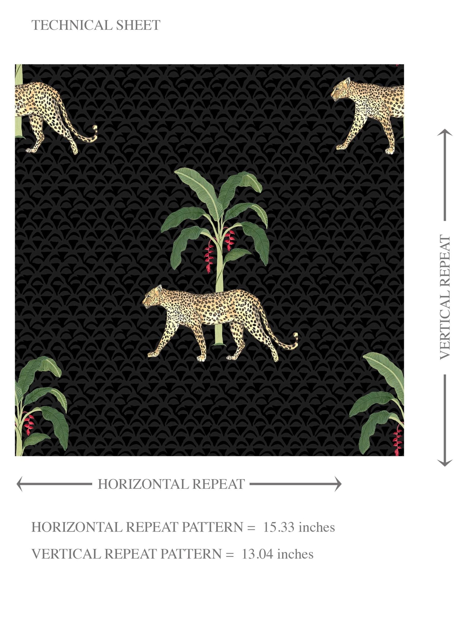 Leopard Animal Print Kids Room Wallpaper (Black/ Tan/ Red/ Green)