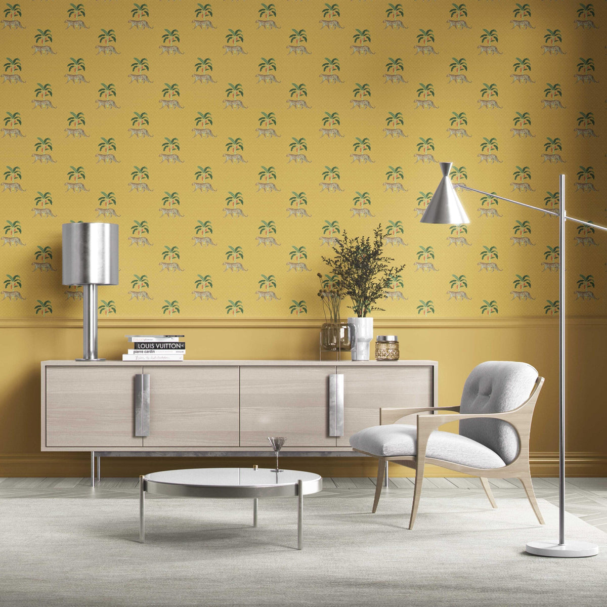 Leopard Animal Print Kitchen Wallpaper (Yellow/ Green/ Red/ Tan)