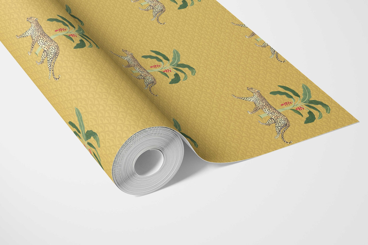 Leopard Animal Print Bathroom Wallpaper (Yellow/ Green/ Red/ Tan)