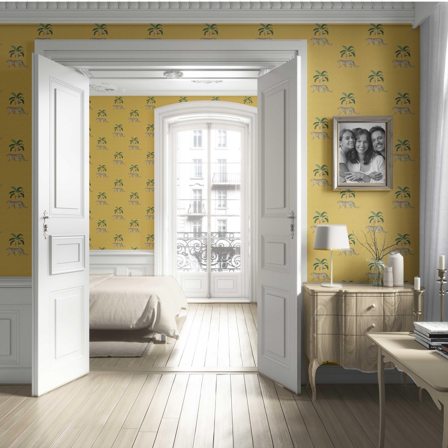 Leopard Animal Print Living Room Wallpaper (Yellow/ Green/ Red/ Tan)