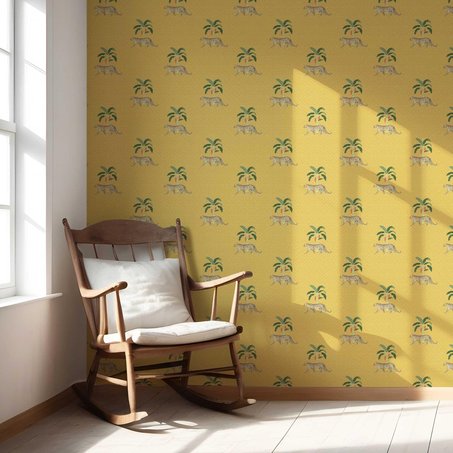 Leopard Animal Print Nursery Wallpaper (Yellow/ Green/ Red/ Tan)