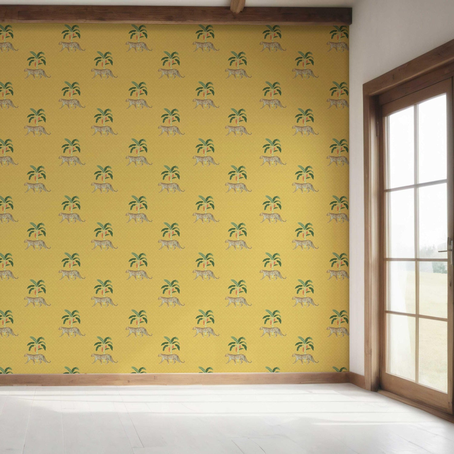 Leopard Animal Print Bedroom Wallpaper (Yellow/ Green/ Red/ Tan)