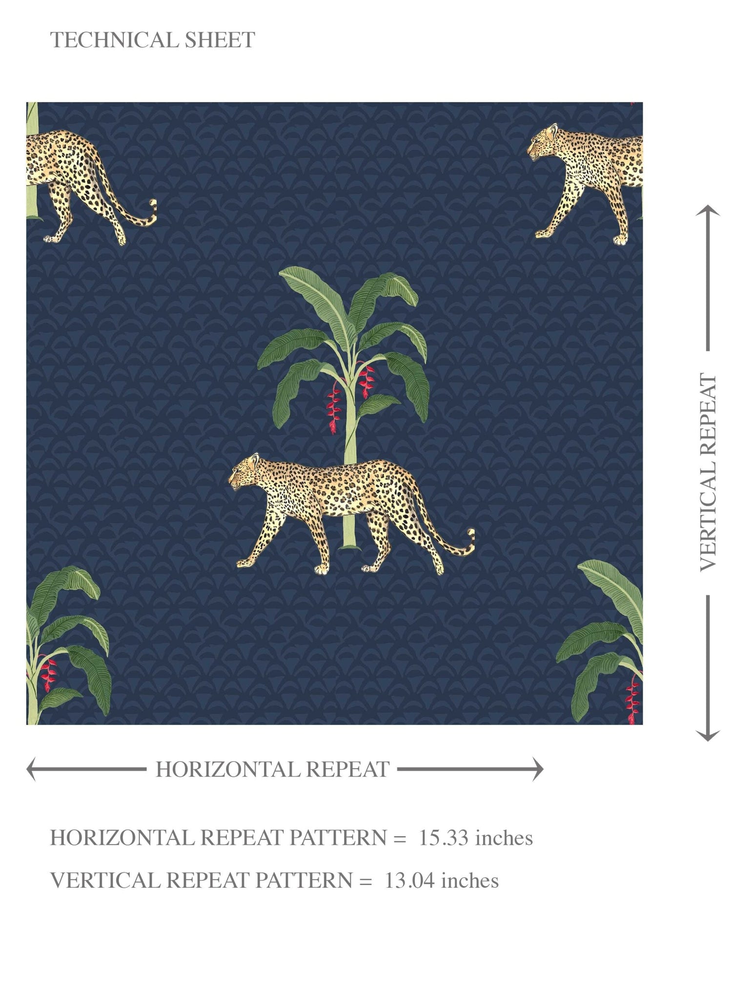 Leopard Animal Print Kids Room Wallpaper (Navy Blue/ Green/ Red/ Tan)