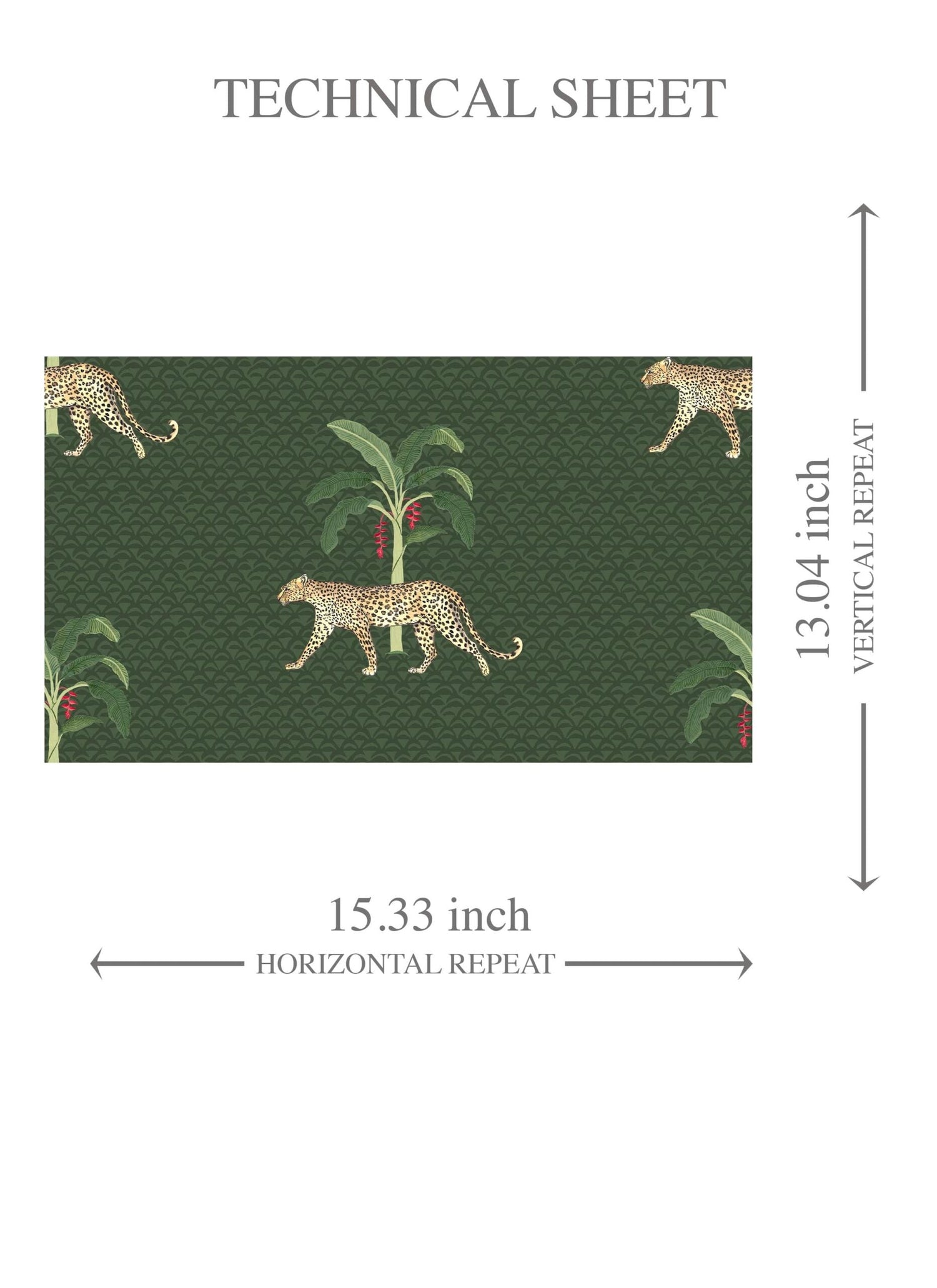 Leopard Animal Print Kids Room Wallpaper (Green/ Red/ Tan)