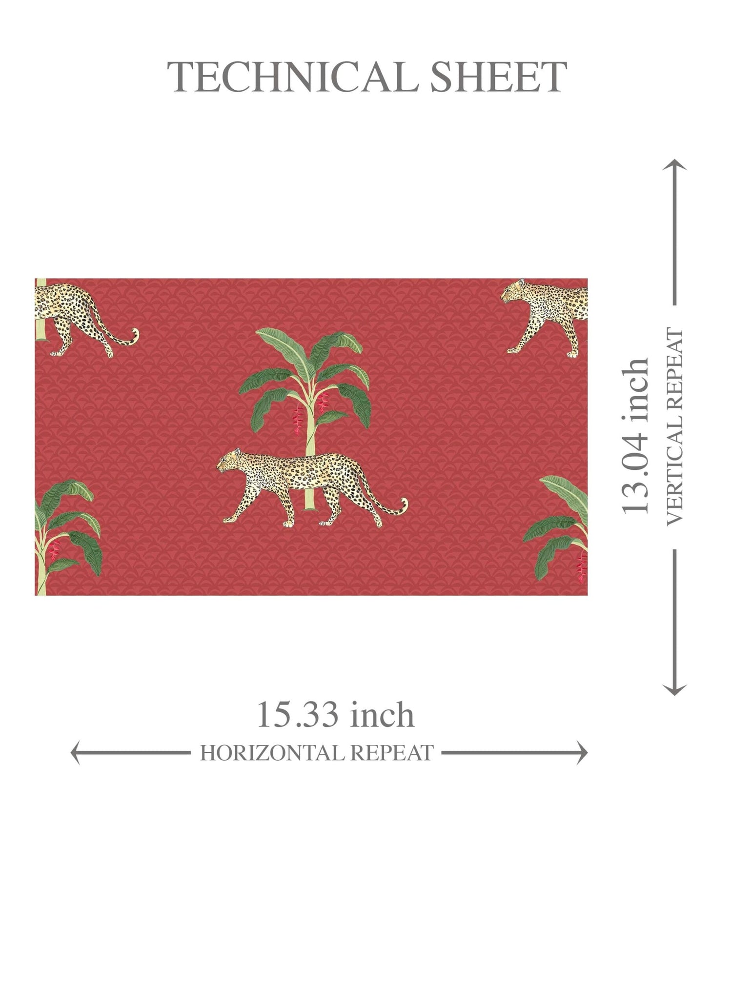 Leopard Animal Print Kids Room Wallpaper (Red/ Green/ Tan)