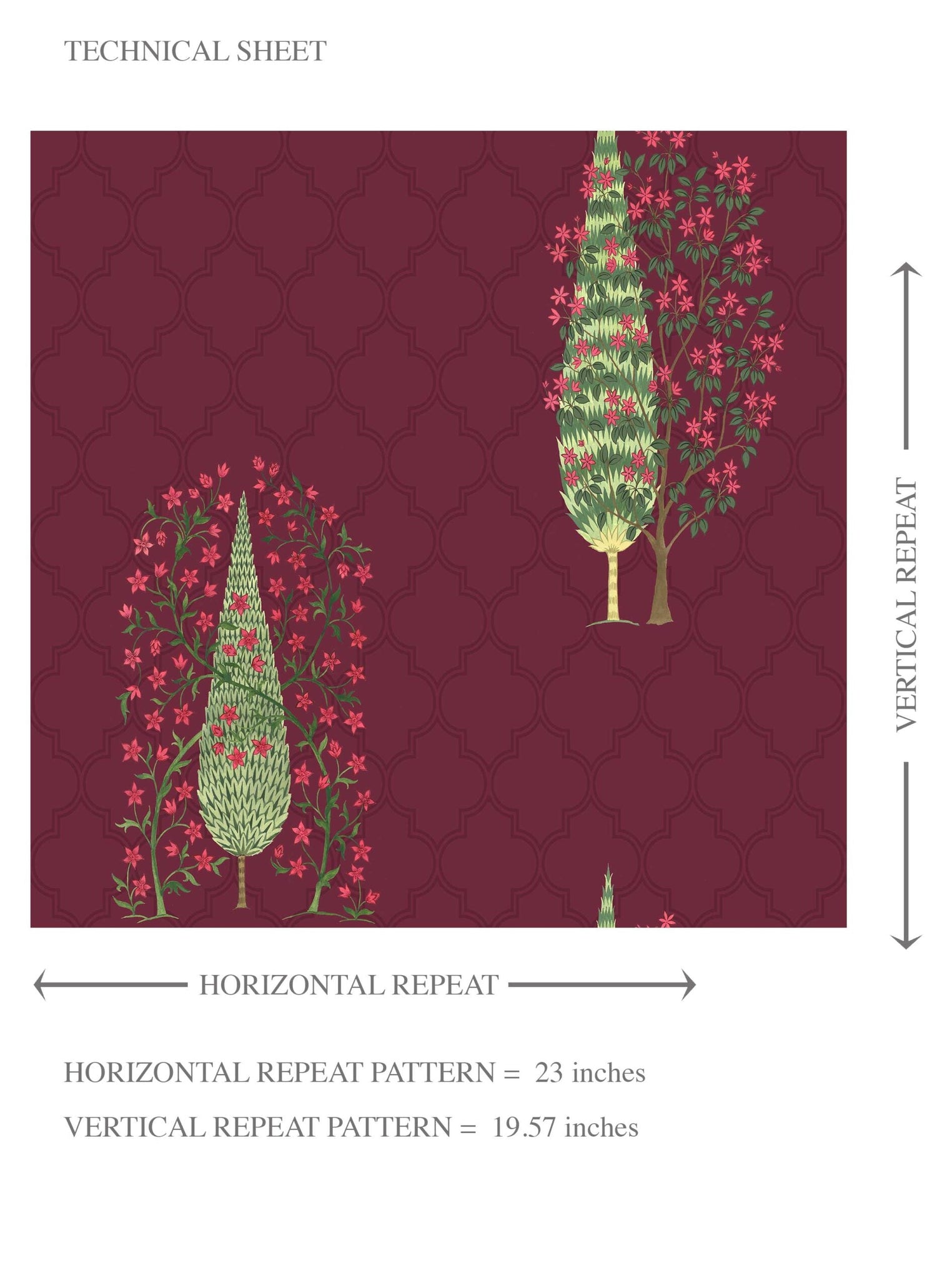 Botanical/ Floral Print Kids Room Wallpaper (Maroon/ Red/ Pink/ Green)